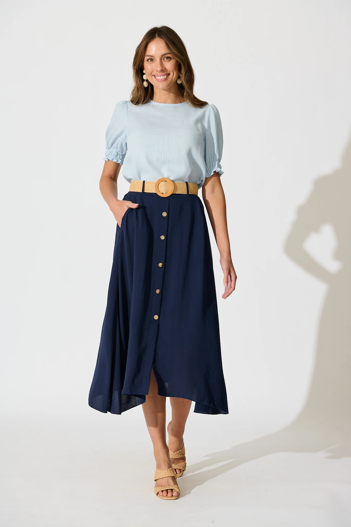 Fawn Maxi Skirt with Belt in Navy - Image 4