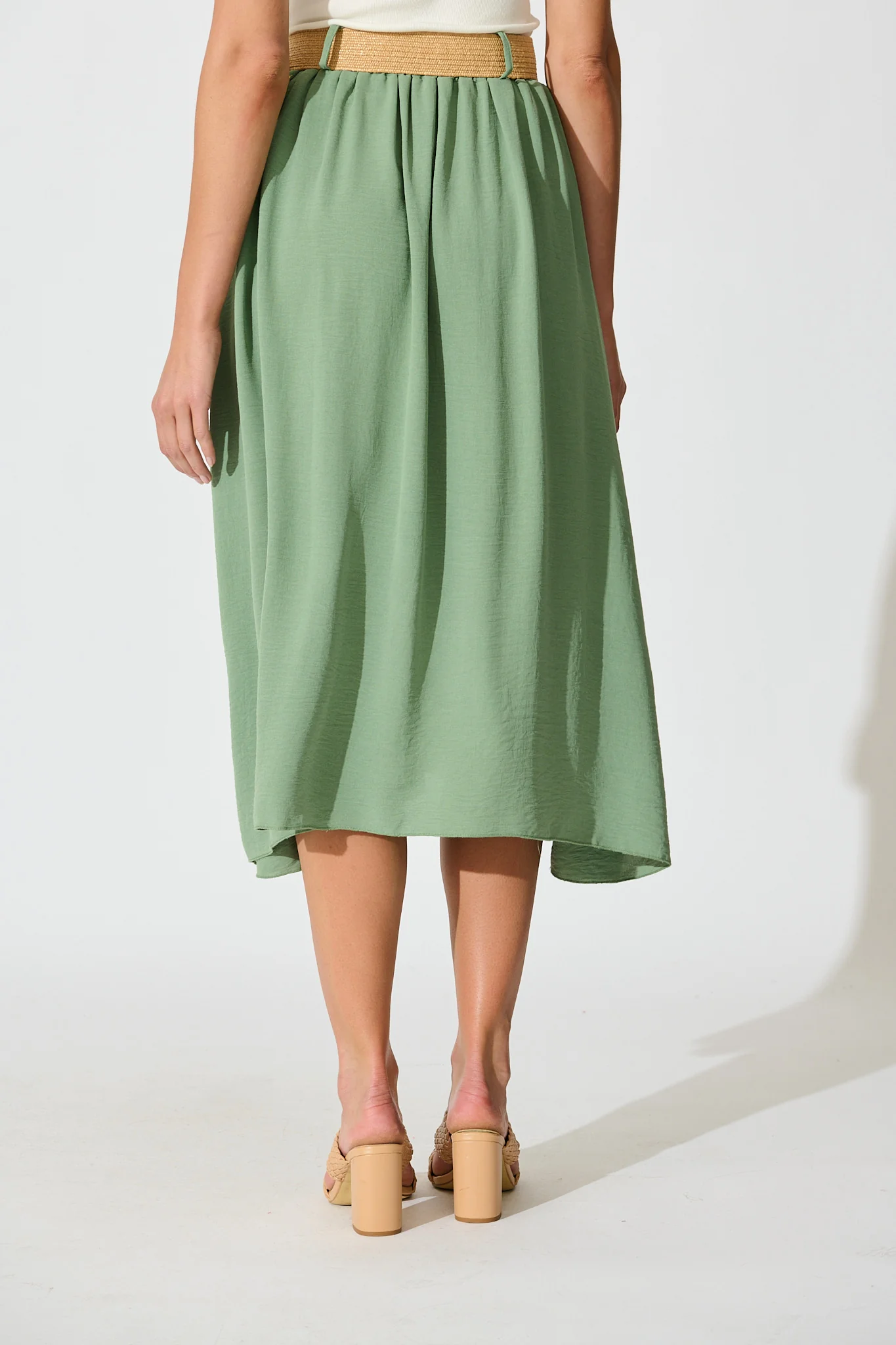 Fawn Maxi Skirt with Belt in Sage - Image 3