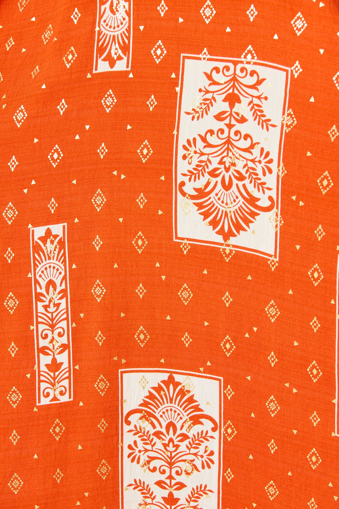 Fayda Maxi Sundress in Orange with White Tile Linen Blend - Image 6
