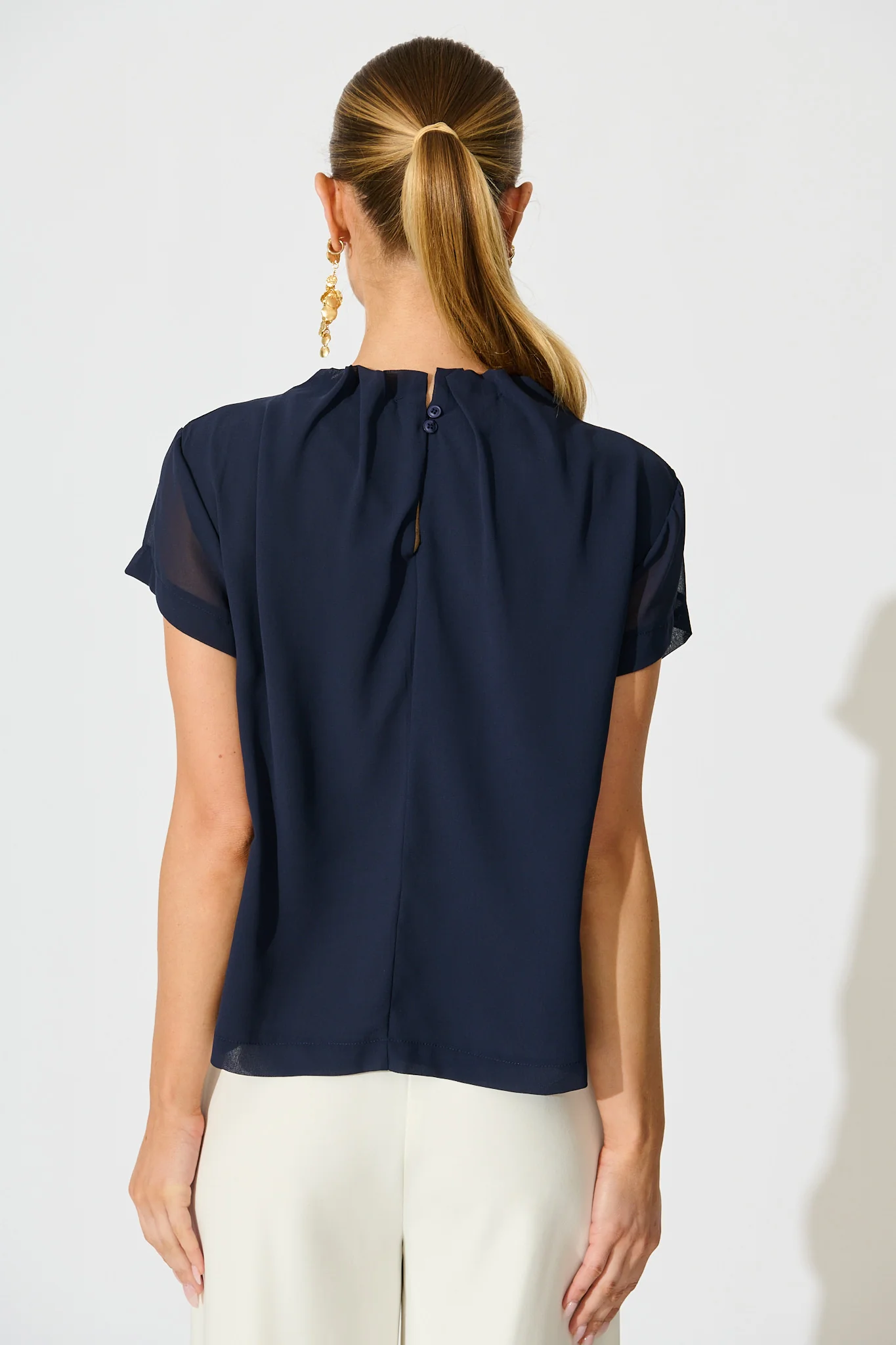 Fayra Top in Navy Chiffon - Image 3
