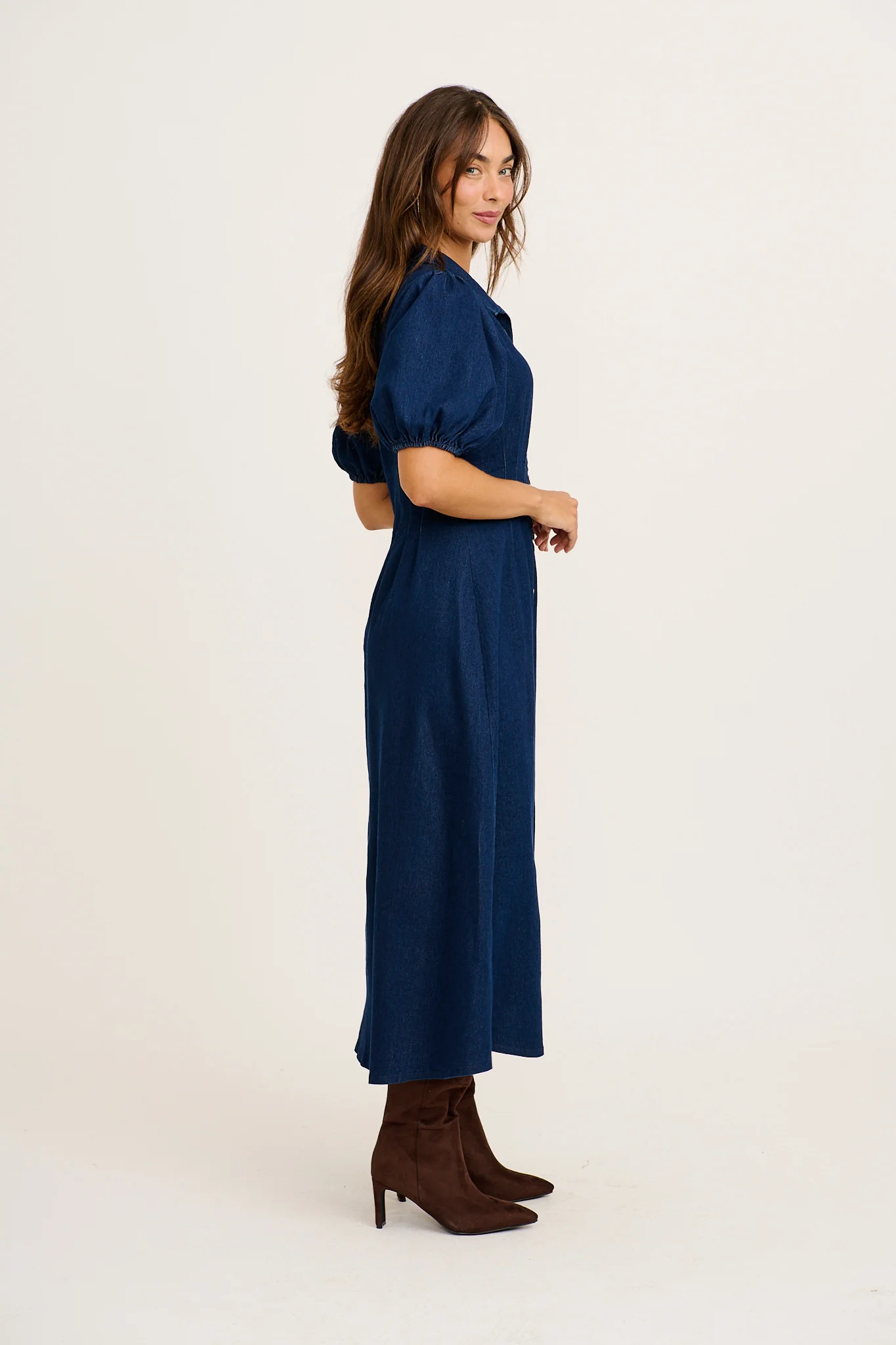 Fine Form Midi Dress in Indigo Denim - Image 8