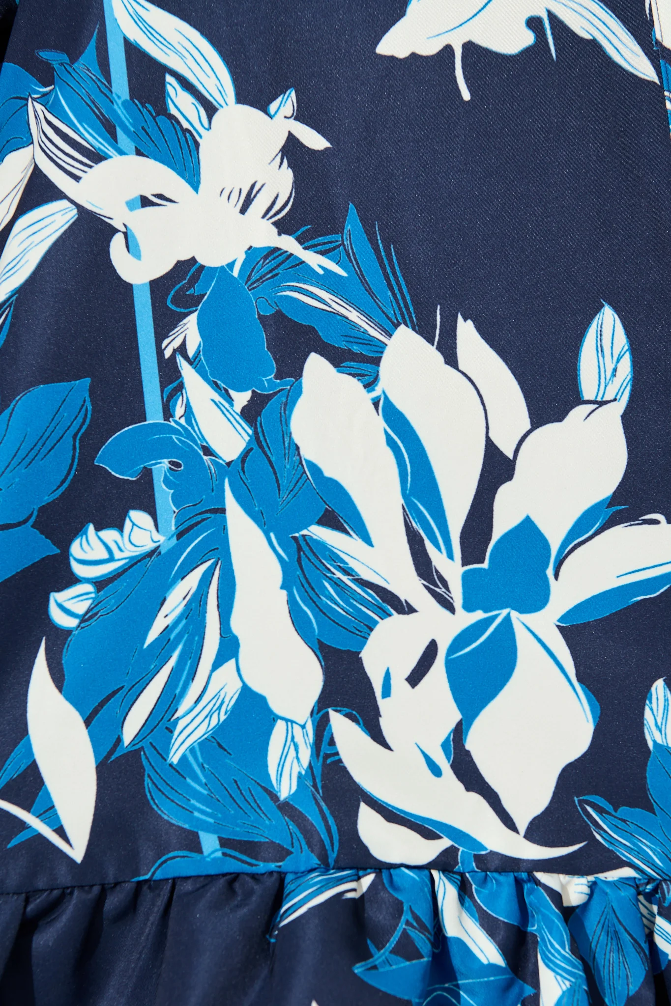 Fione Shirt Dress in Navy Floral Satin - Image 6
