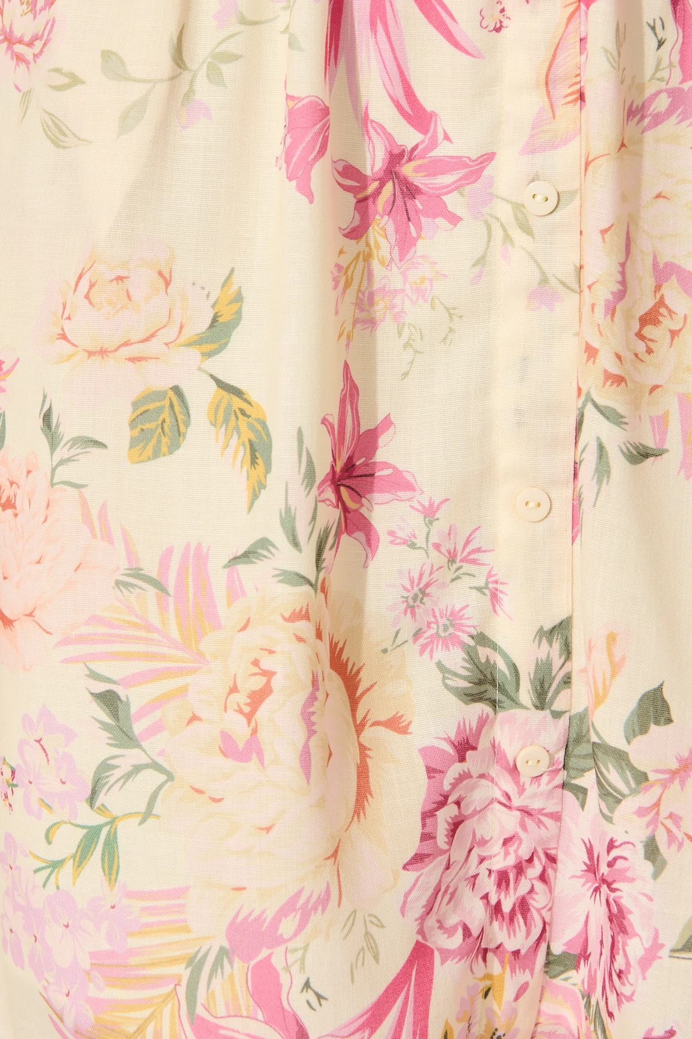 Fleur Haven Dress In Butter Yellow Pink Floral Linen Blend - Image 8