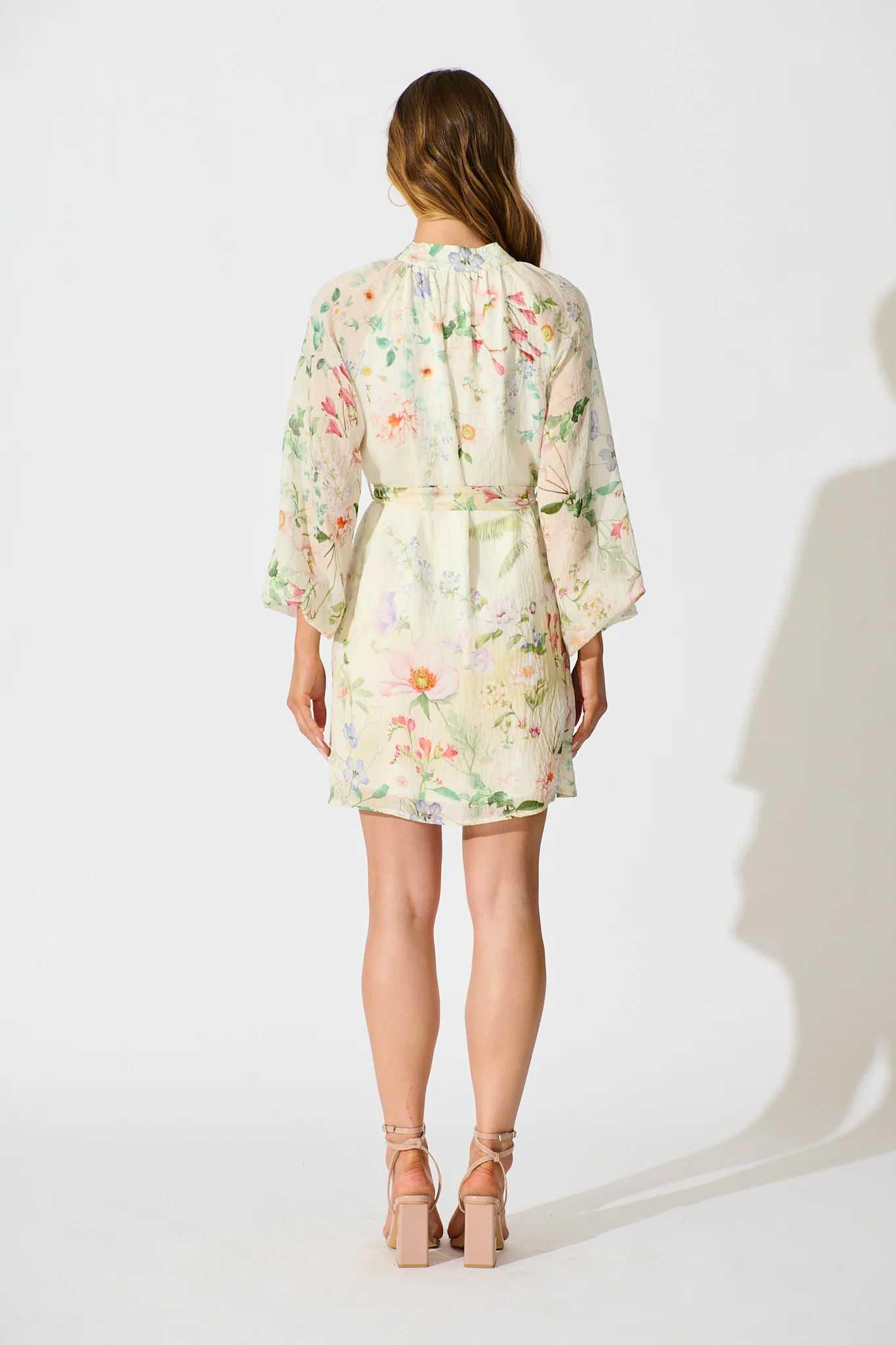 Flo Dress in Cream With Green Floral Print - Image 4