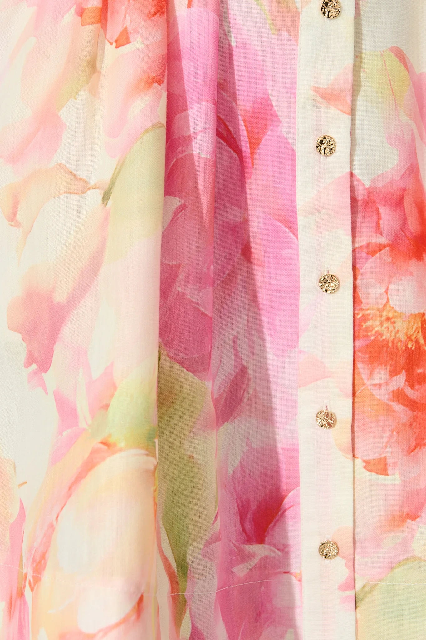 Flora Belle Shirt Dress in Pink Multi Floral Linen Blend - Image 8