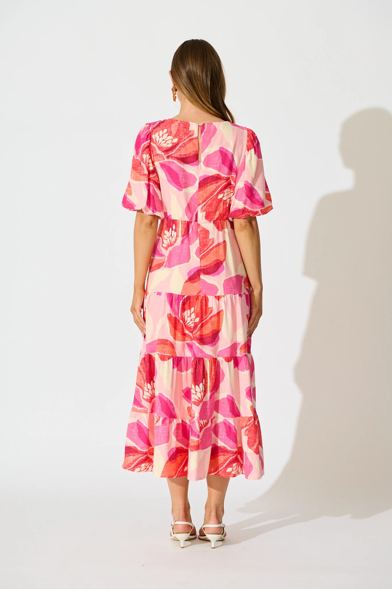 Flora Haven Maxi Dress in Multi Blush Floral Linen Blend - Image 4