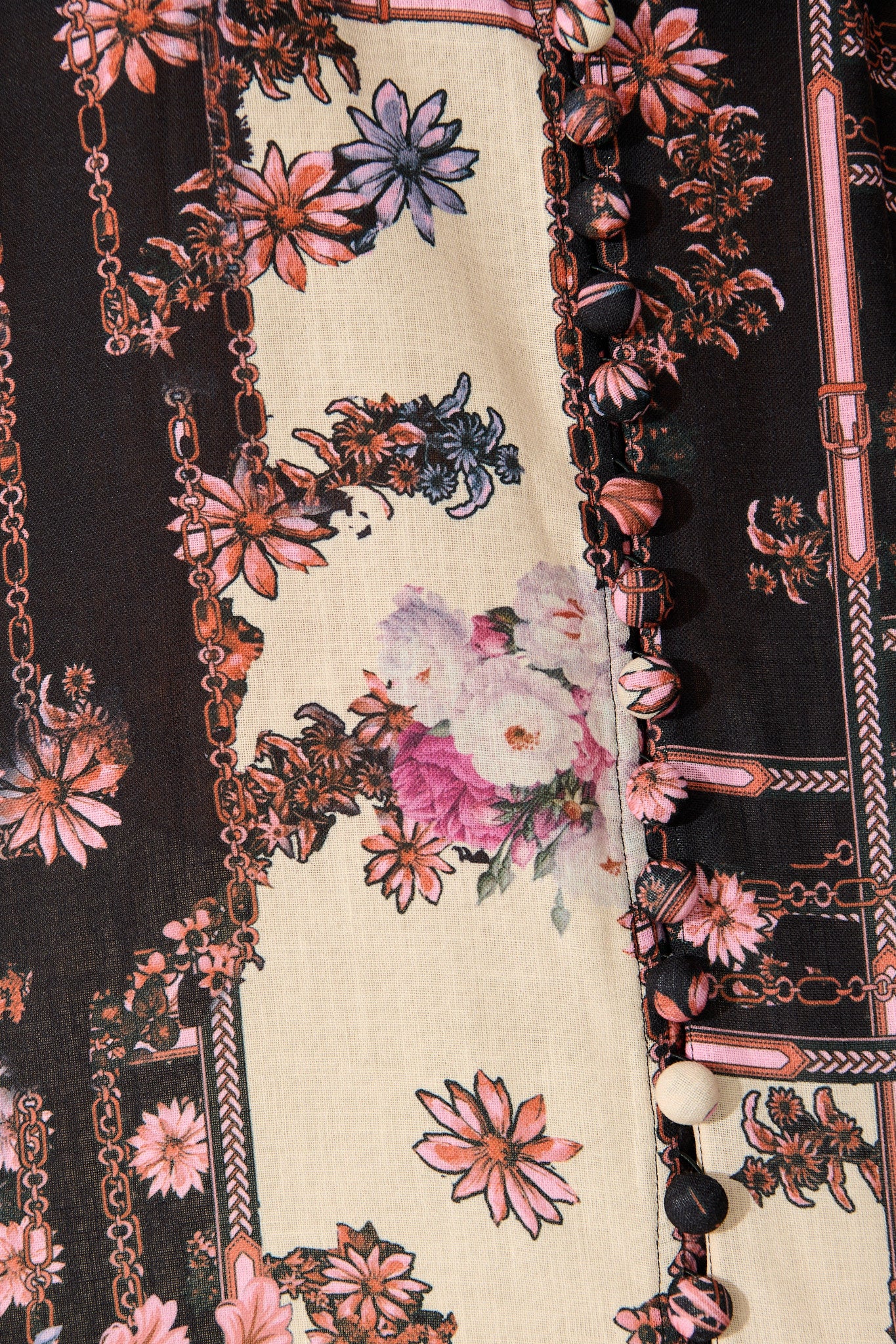Floral Cascade Top in Black with Blush Patchwork Floral - Image 6
