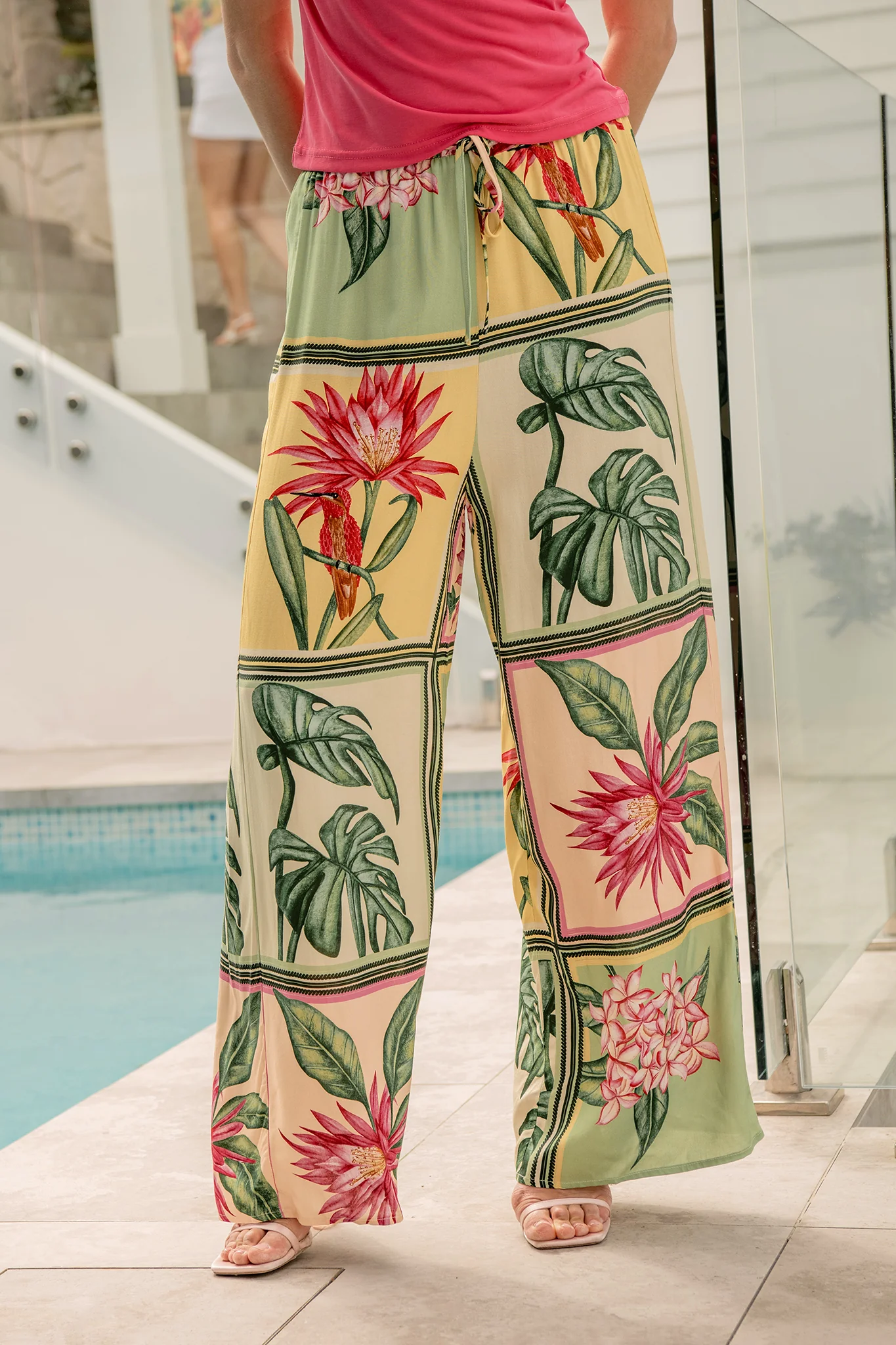 Floral Haze Pant in Yellow Multi Tile Print