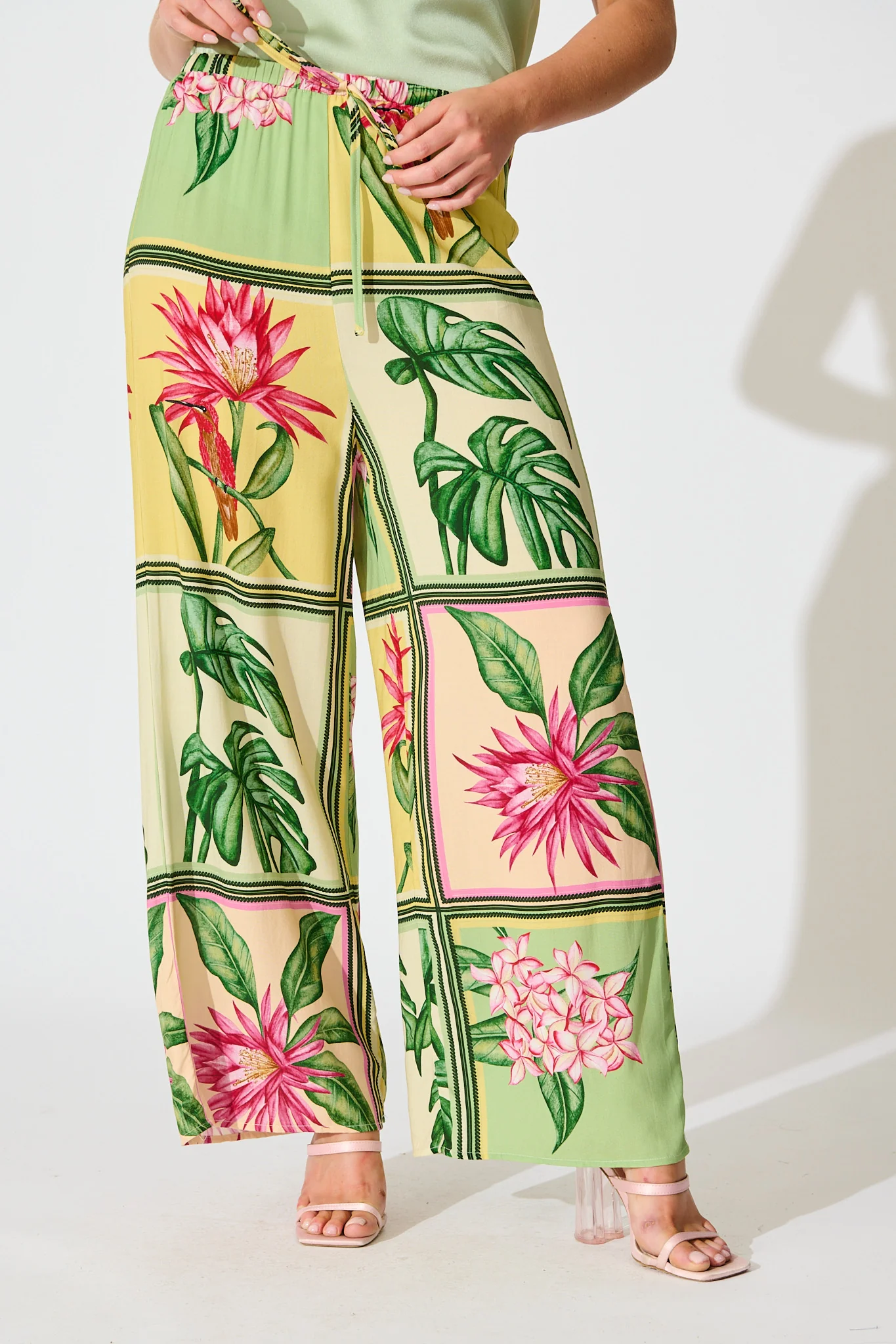 Floral Haze Pant in Yellow Multi Tile Print - Image 3