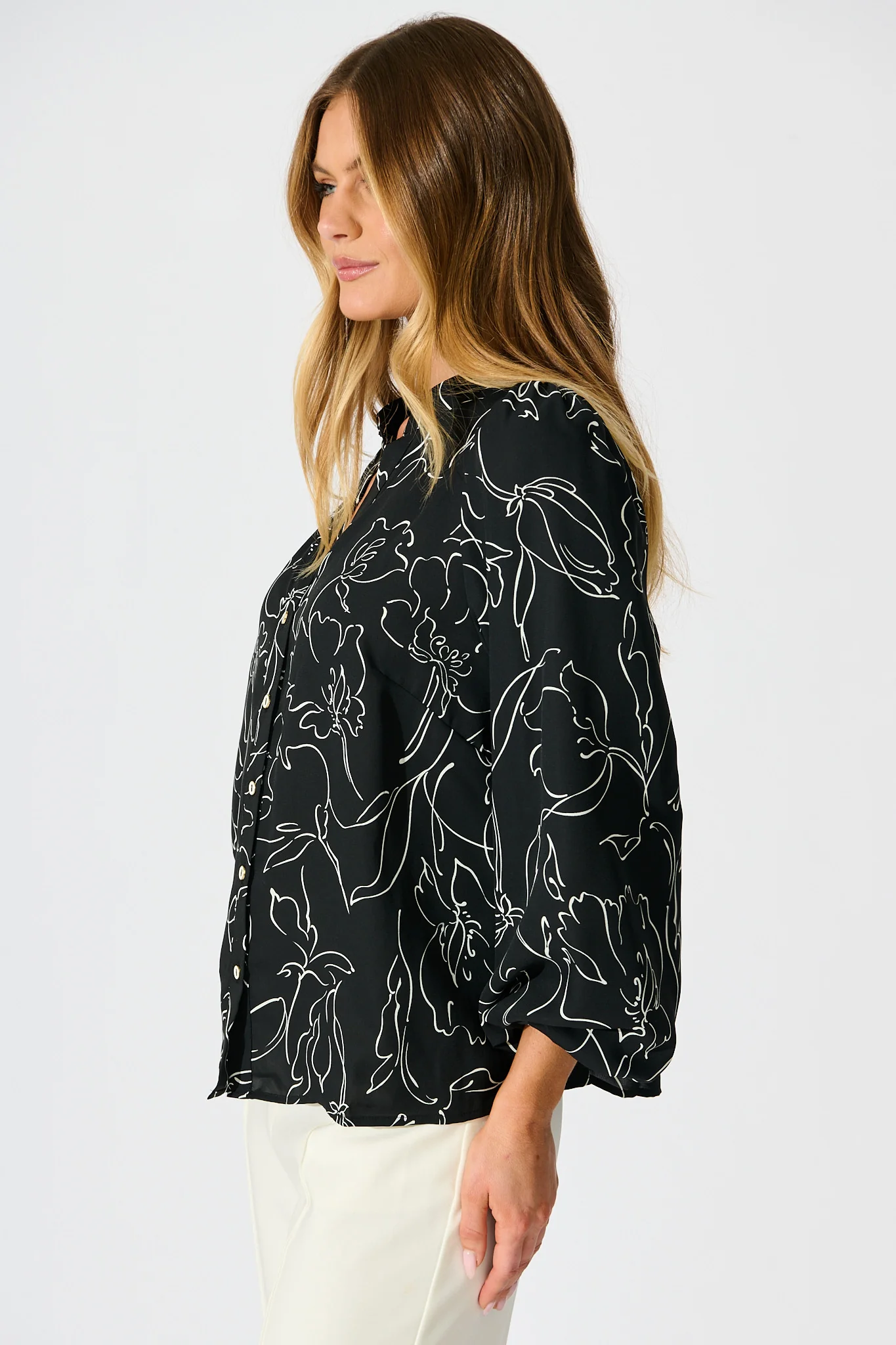 Fortune Top in Black and White Print - Image 2