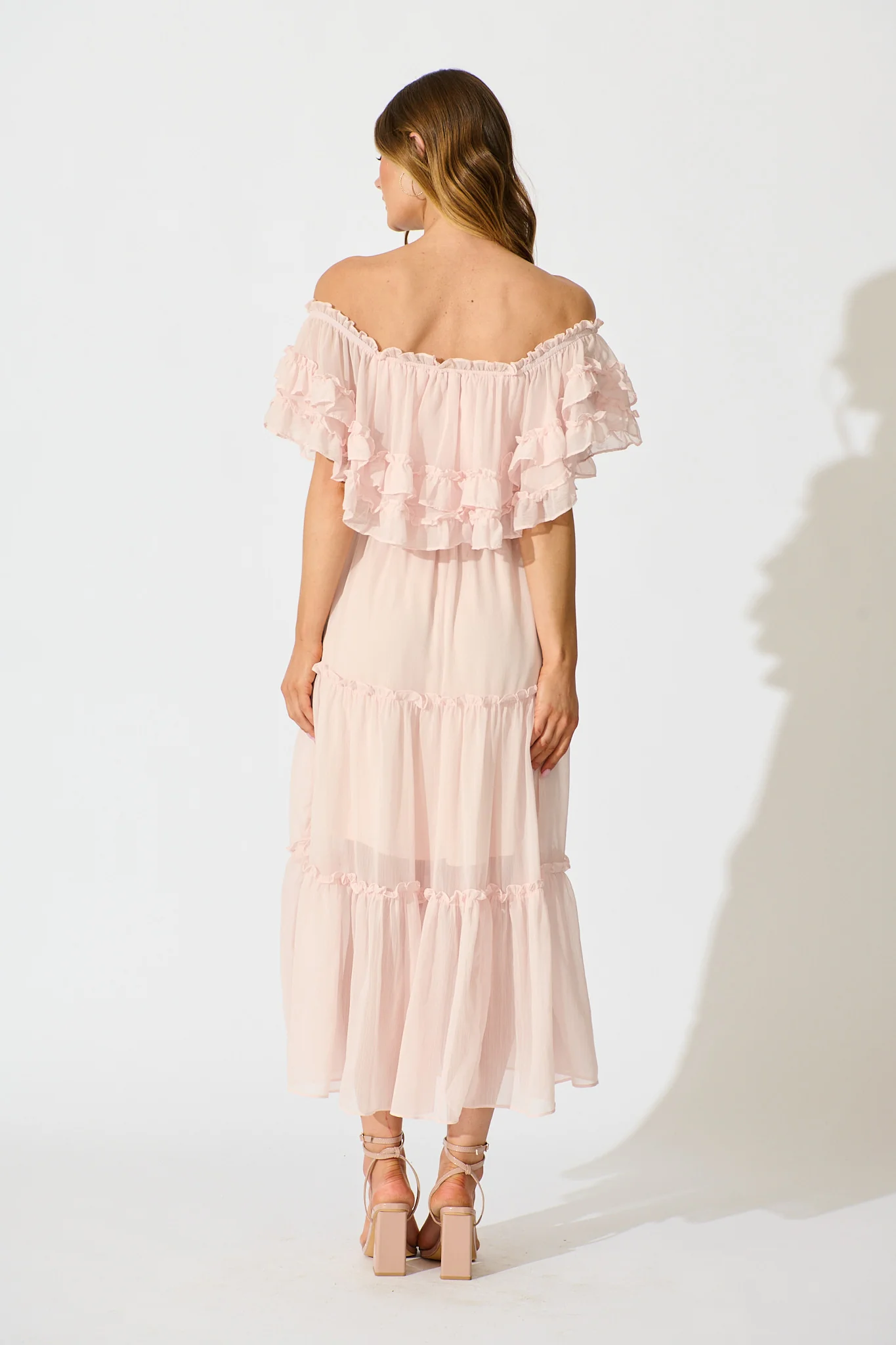 Franc Midi Dress in Light Pink Chiffon - Image 4