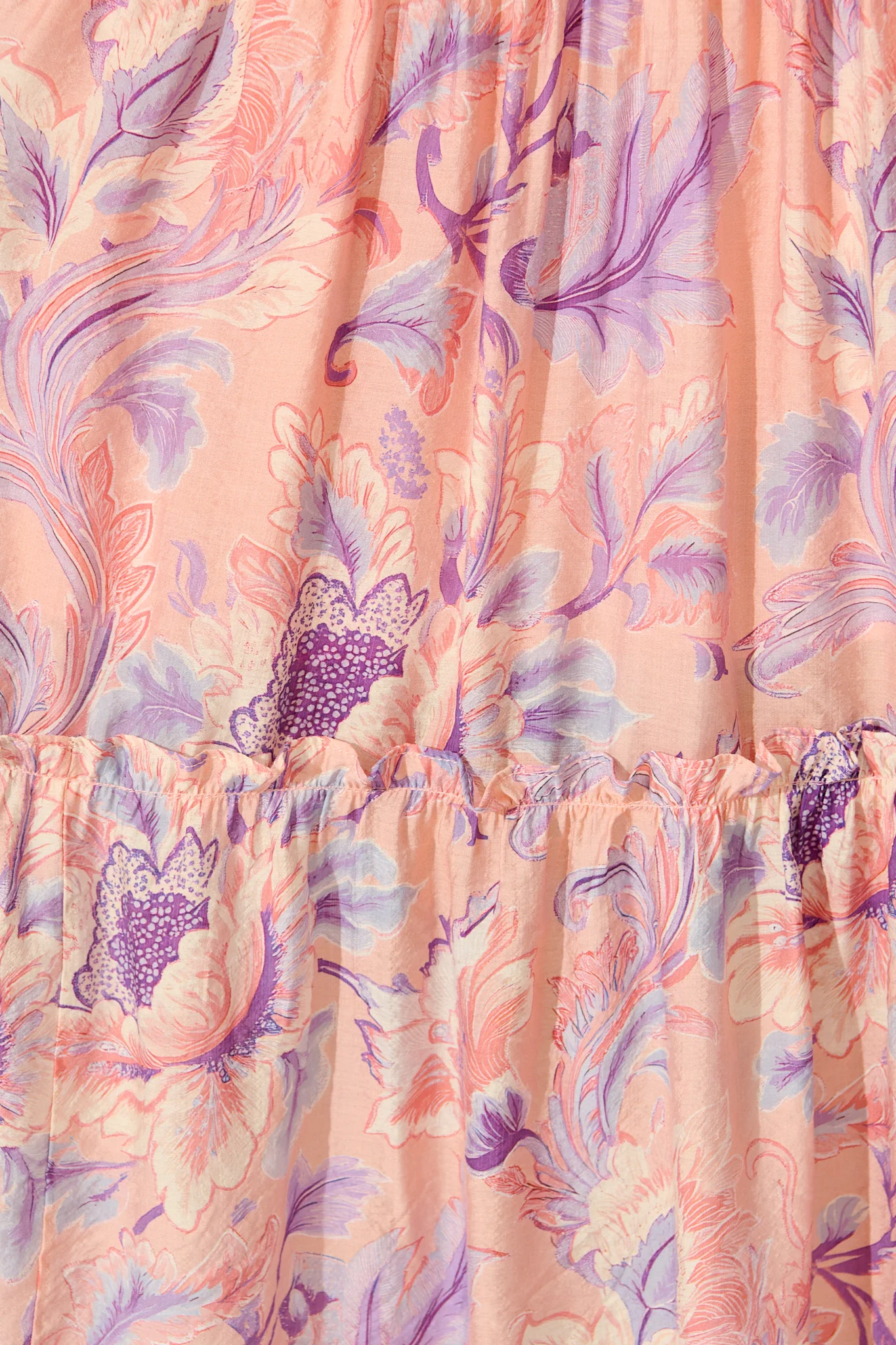 Franc Midi Dress in Soft Peach with Lilac Floral Chiffon - Image 6
