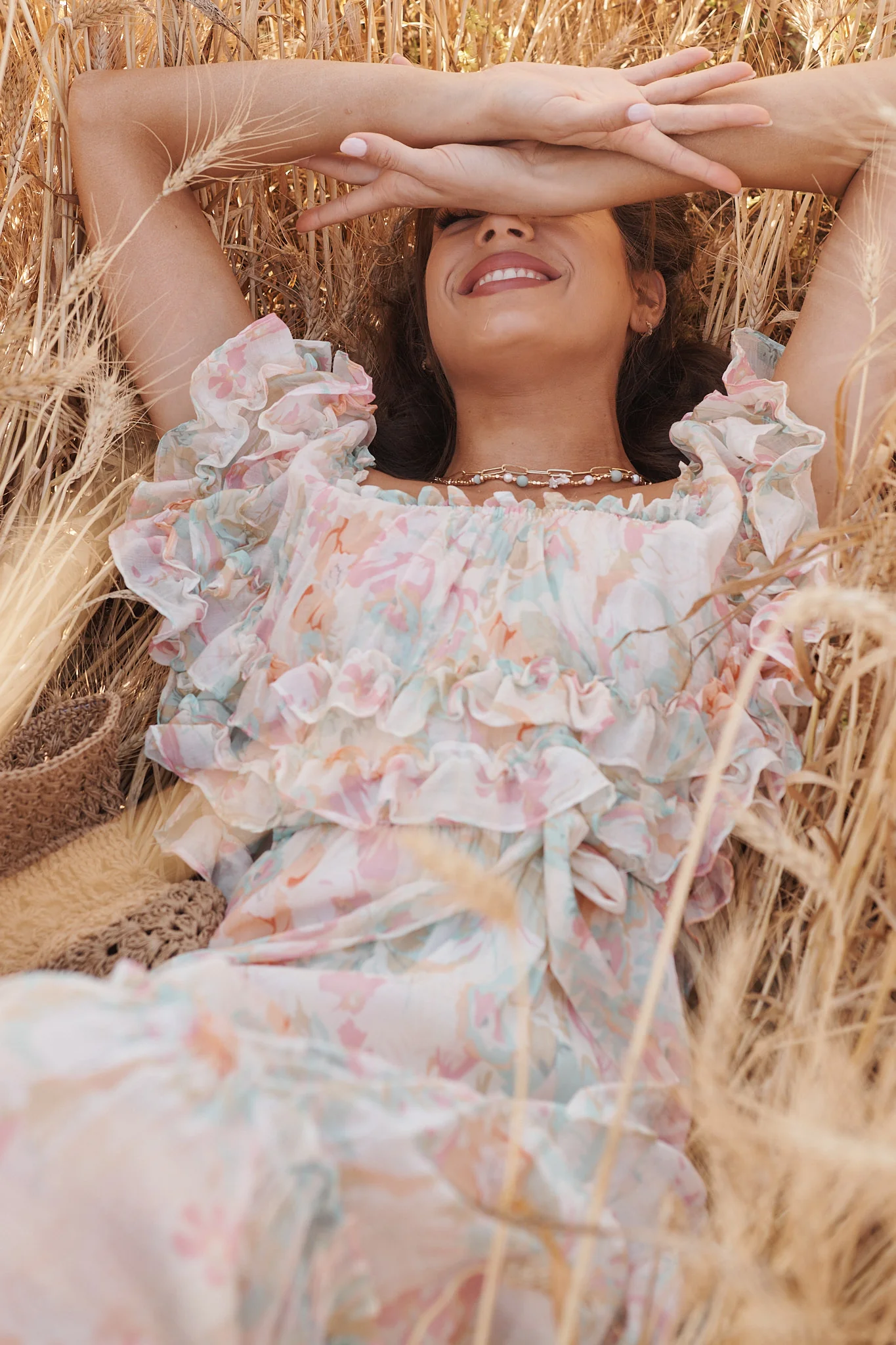 Franc Midi Dress in White with Pastel Multi Floral - Image 3