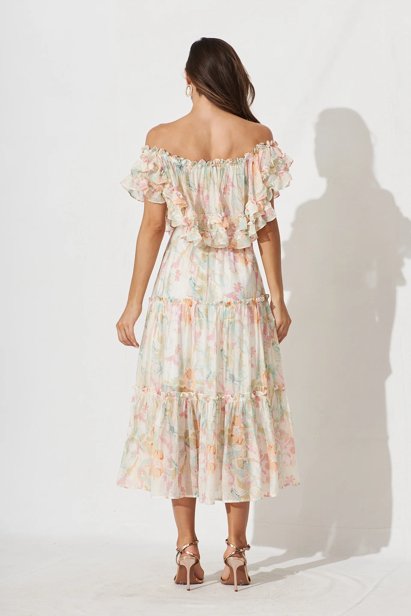 Franc Midi Dress in White with Pastel Multi Floral - Image 8
