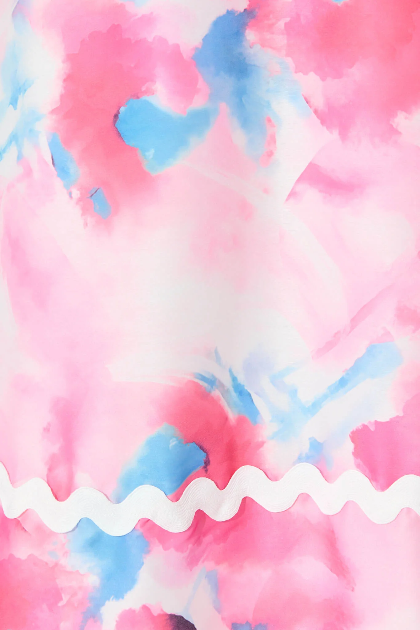 Franca Maxi Dress in Pink Watercolour with Ric Rac Trim - Image 6
