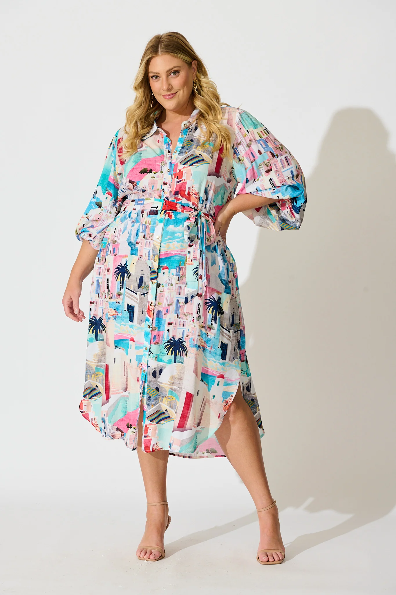 Francy Midi Shirt Dress in Multi Print - Image 7