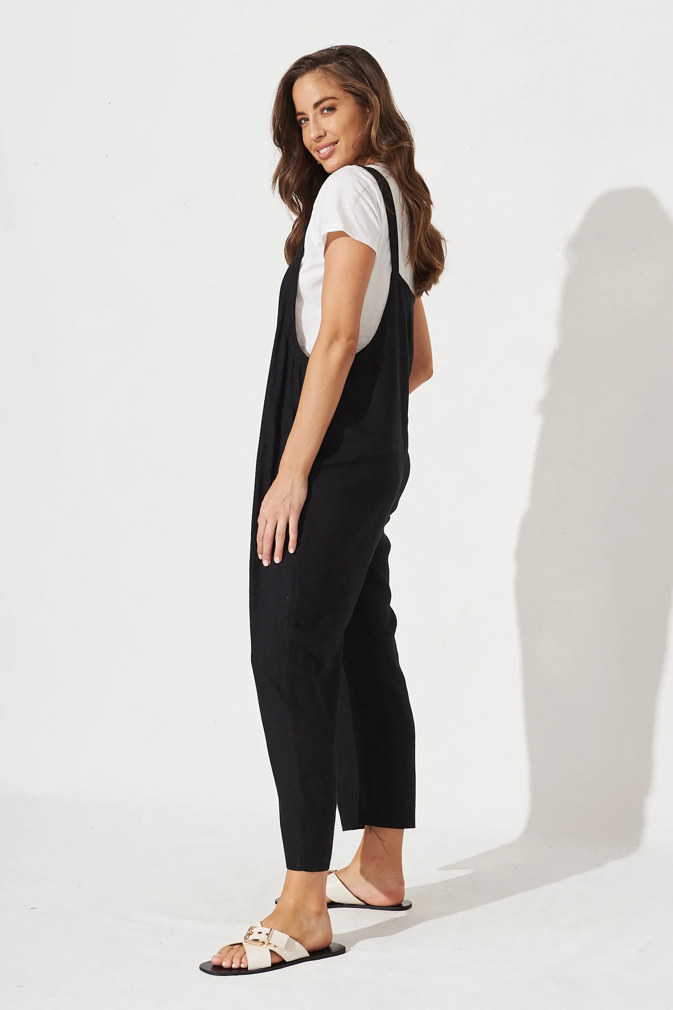 Freida Linen Jumpsuit In Black - Image 3