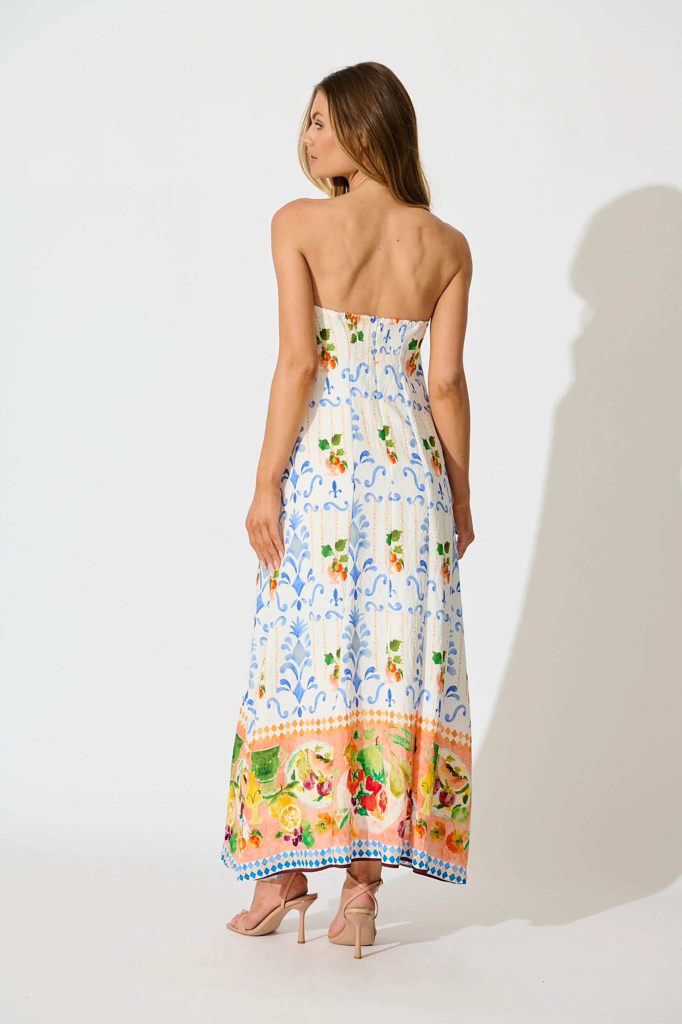 Frieda Maxi Dress in Multi Fruit Border Print - Image 8
