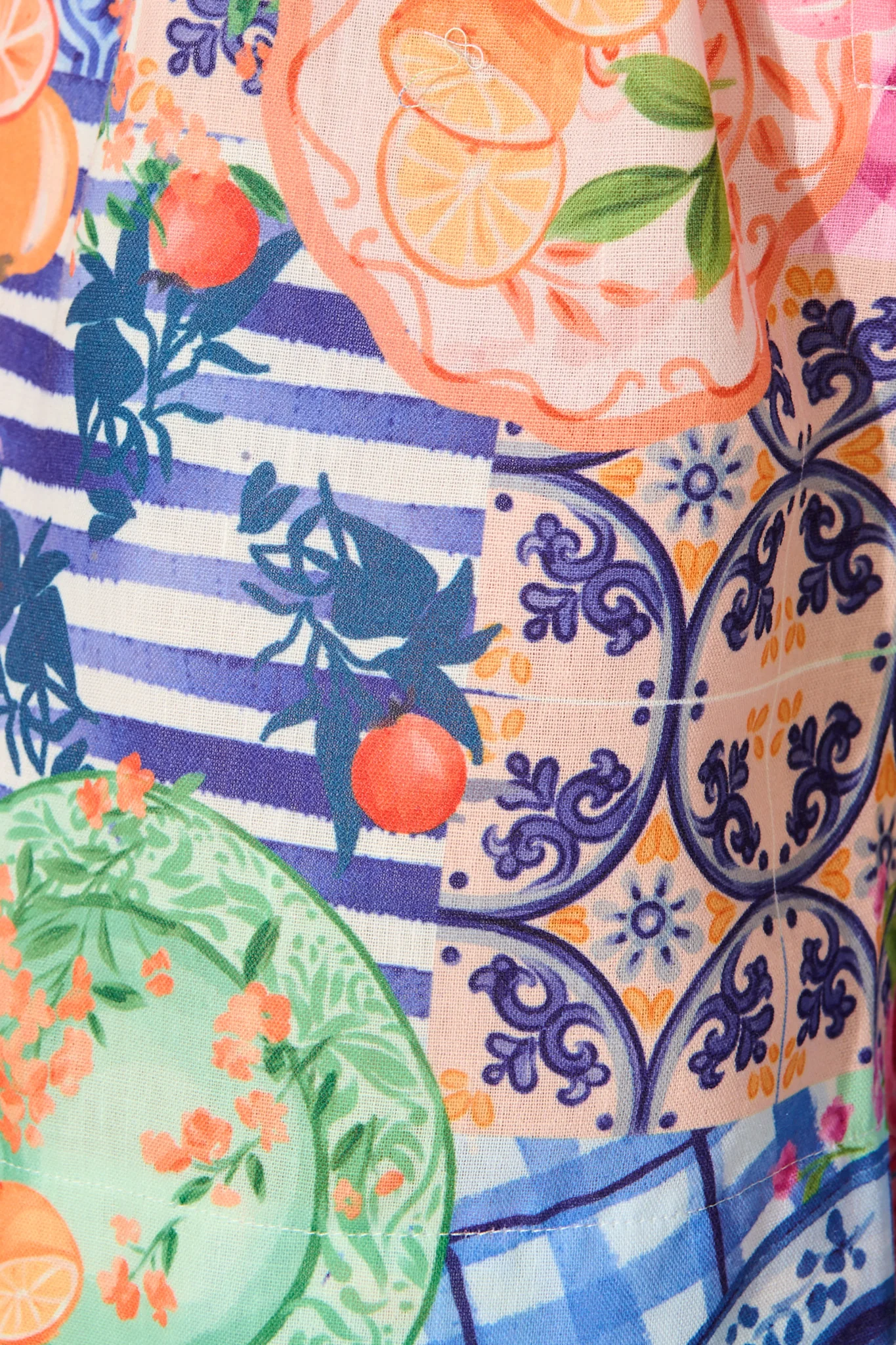 Fruit Crush Playsuit in Multi Fruit Patchwork Linen Blend - Image 11