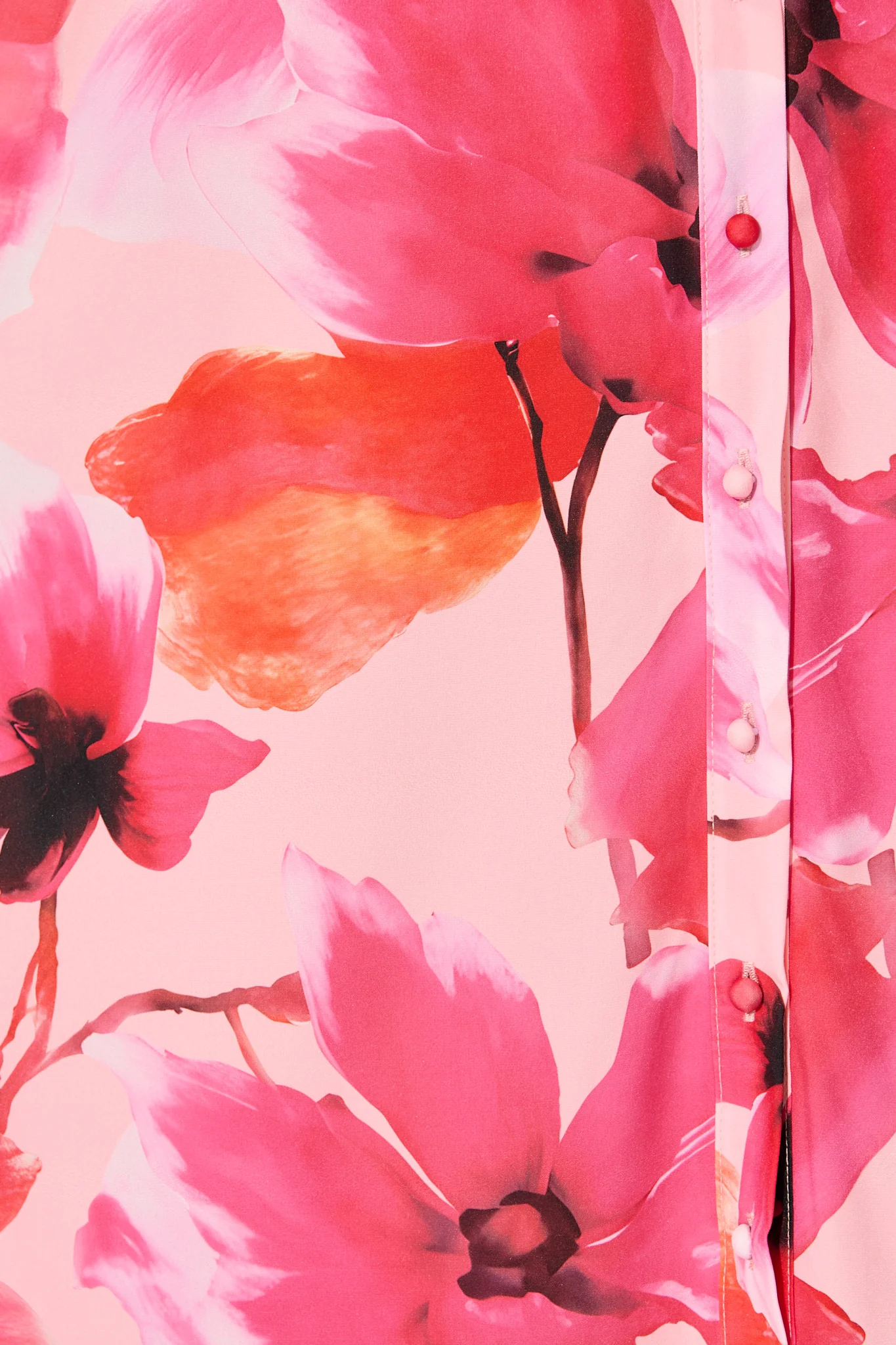 Gabriela Maxi Shirt Dress in Pink Floral Satin - Image 9