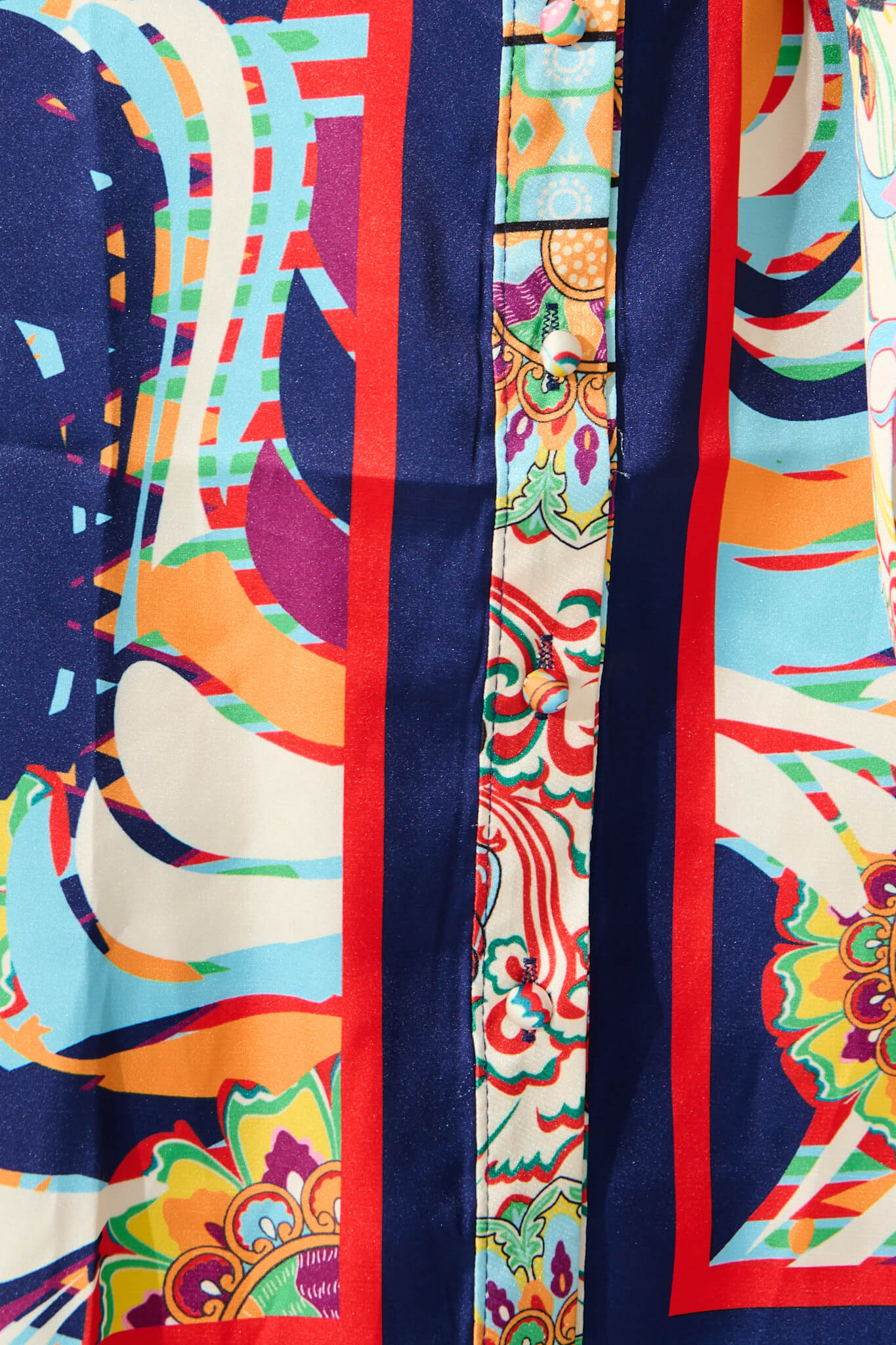 Gabrielino Shirt Dress In Navy Multi Print Satin - Image 6