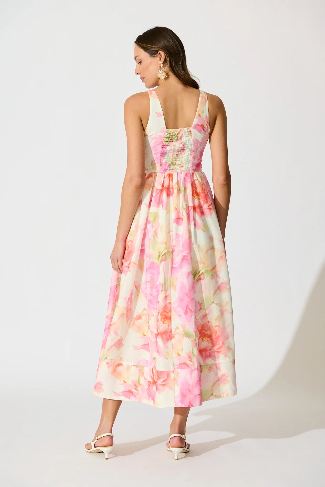 Garden Soirée Maxi Dress in Pink Multi Floral Linen Blend - Image 6
