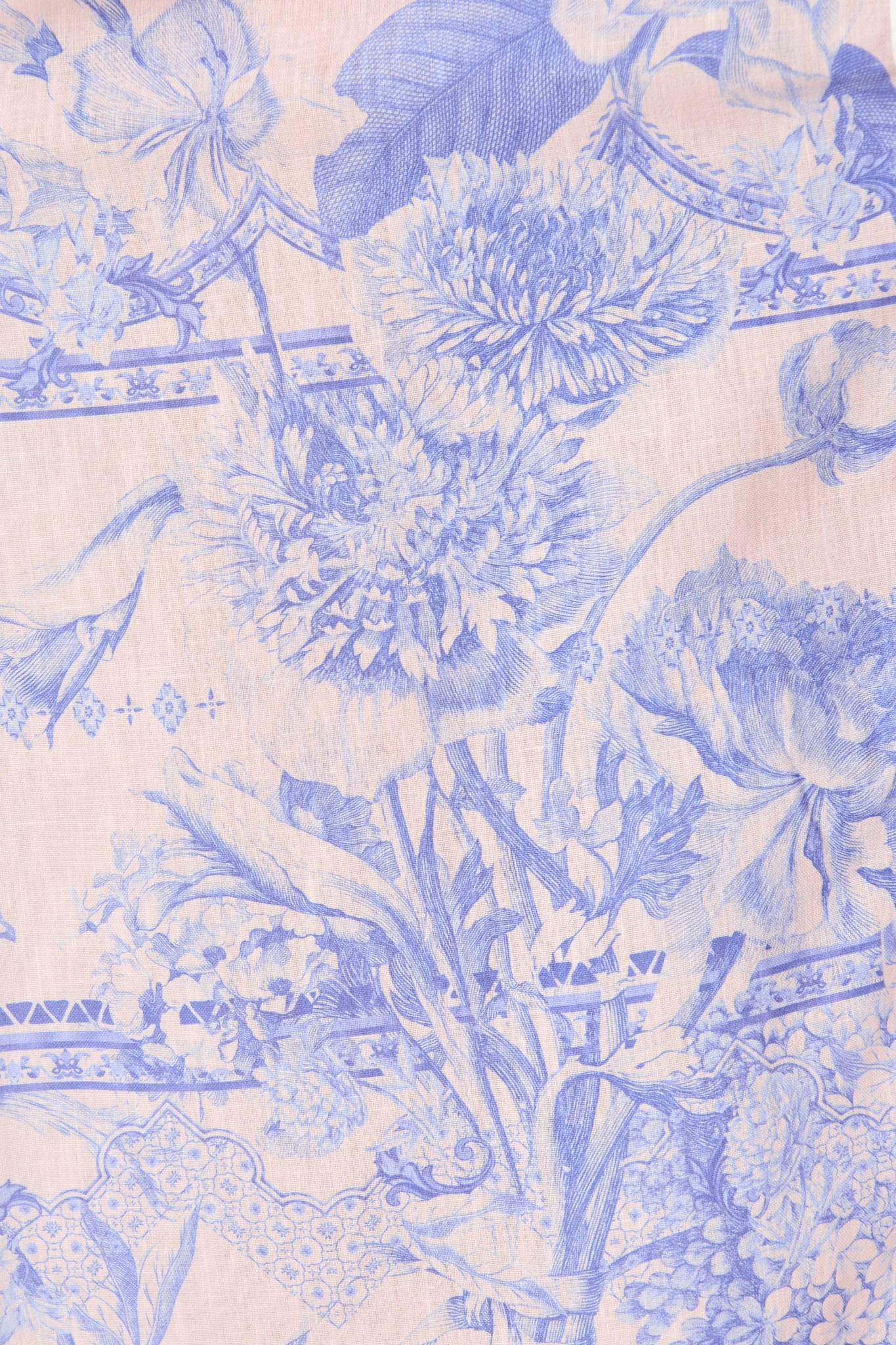 Garden Spritz Maxi Shirt Dress in Blush with Blue Linen Blend - Image 6