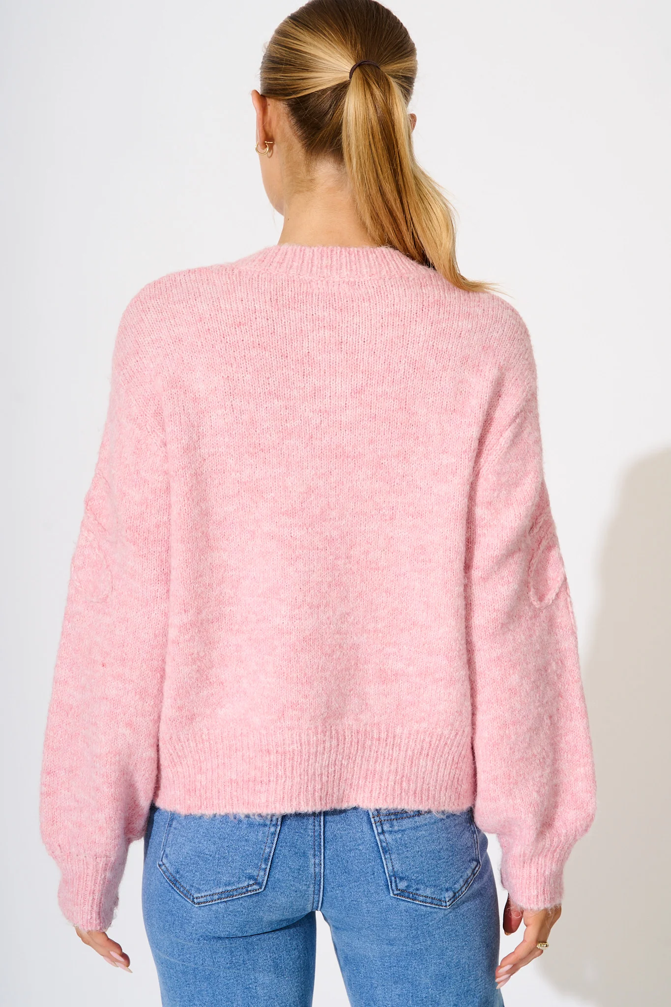 Gemma Knit in Pink Marle with Silver Sequin Wool Blend - Image 3