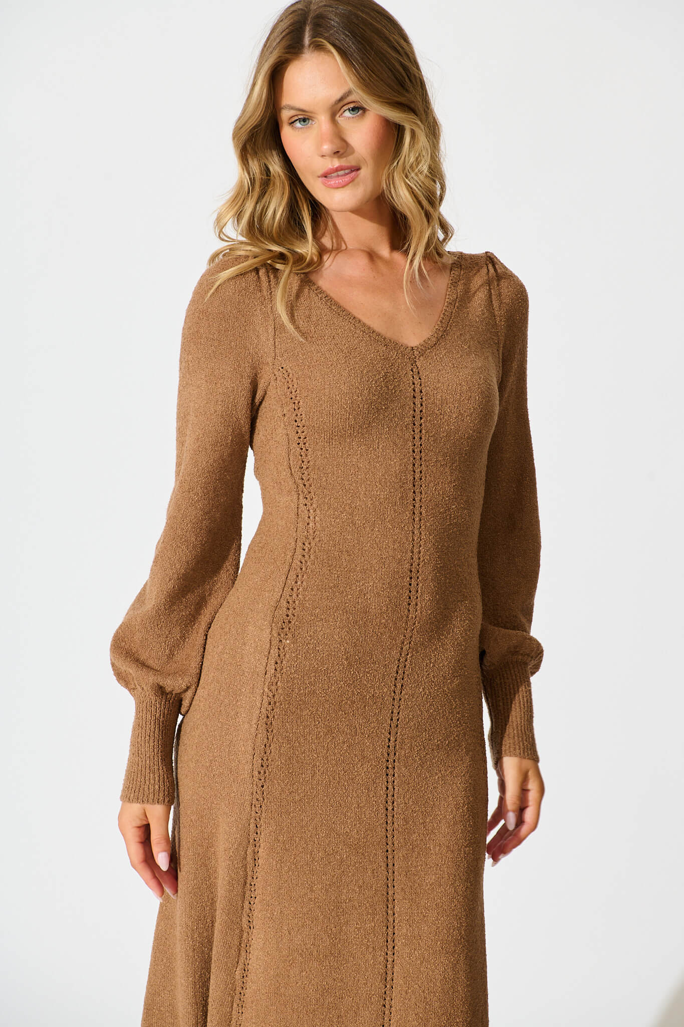 Gertie Midi Knit Dress In Chocolate - Image 2