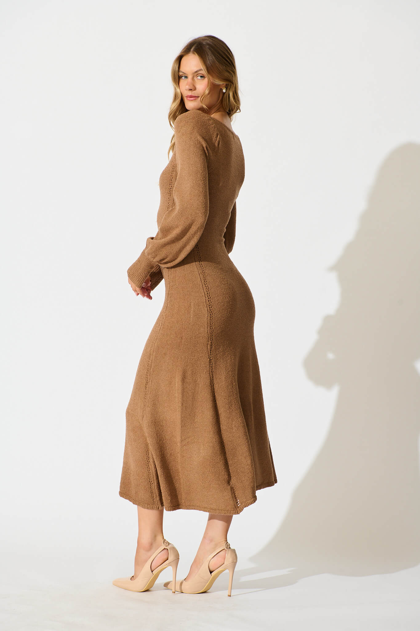 Gertie Midi Knit Dress In Chocolate - Image 4