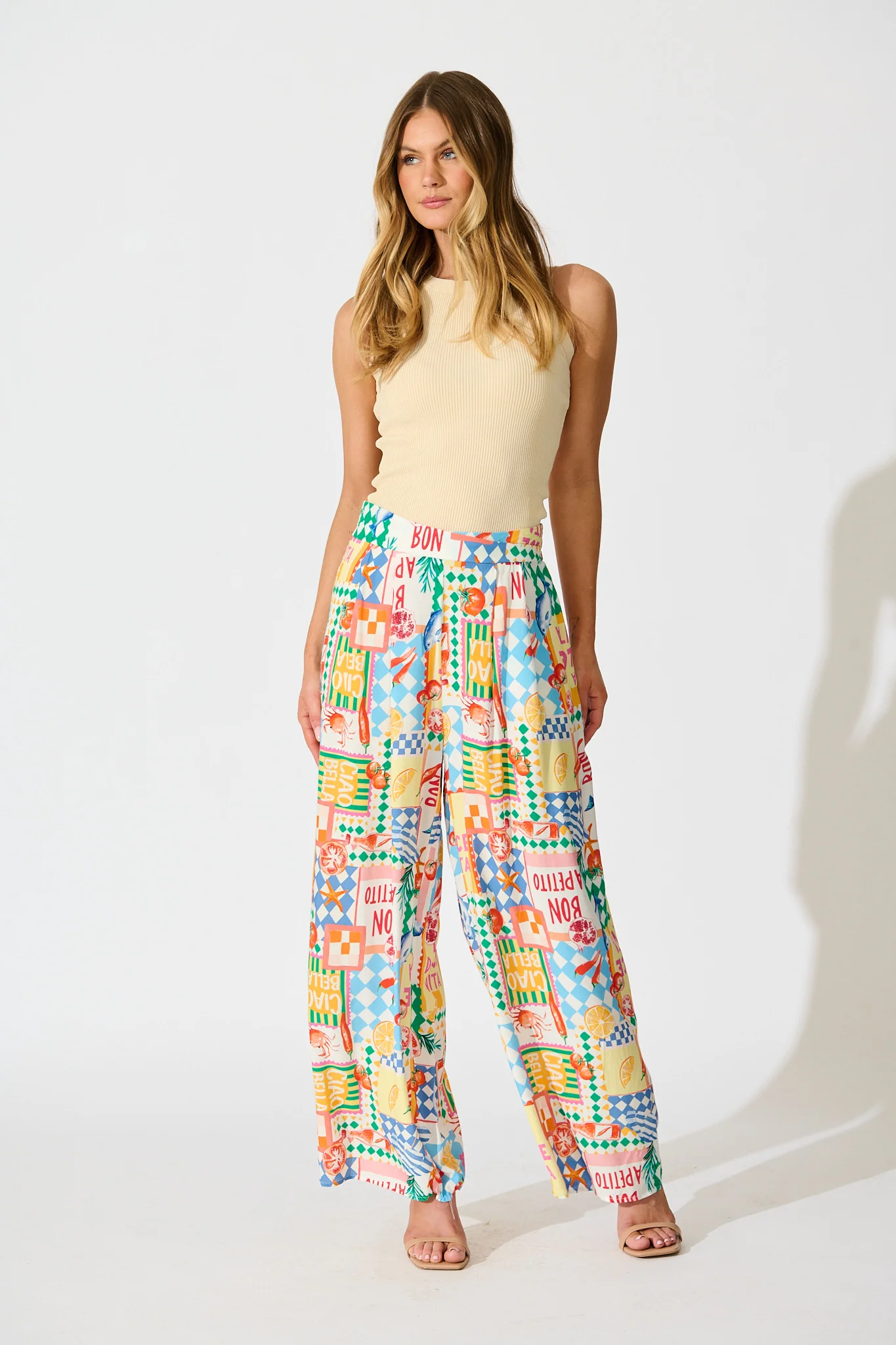 Gilligan Pant in White Multi Conversational Print - Image 6