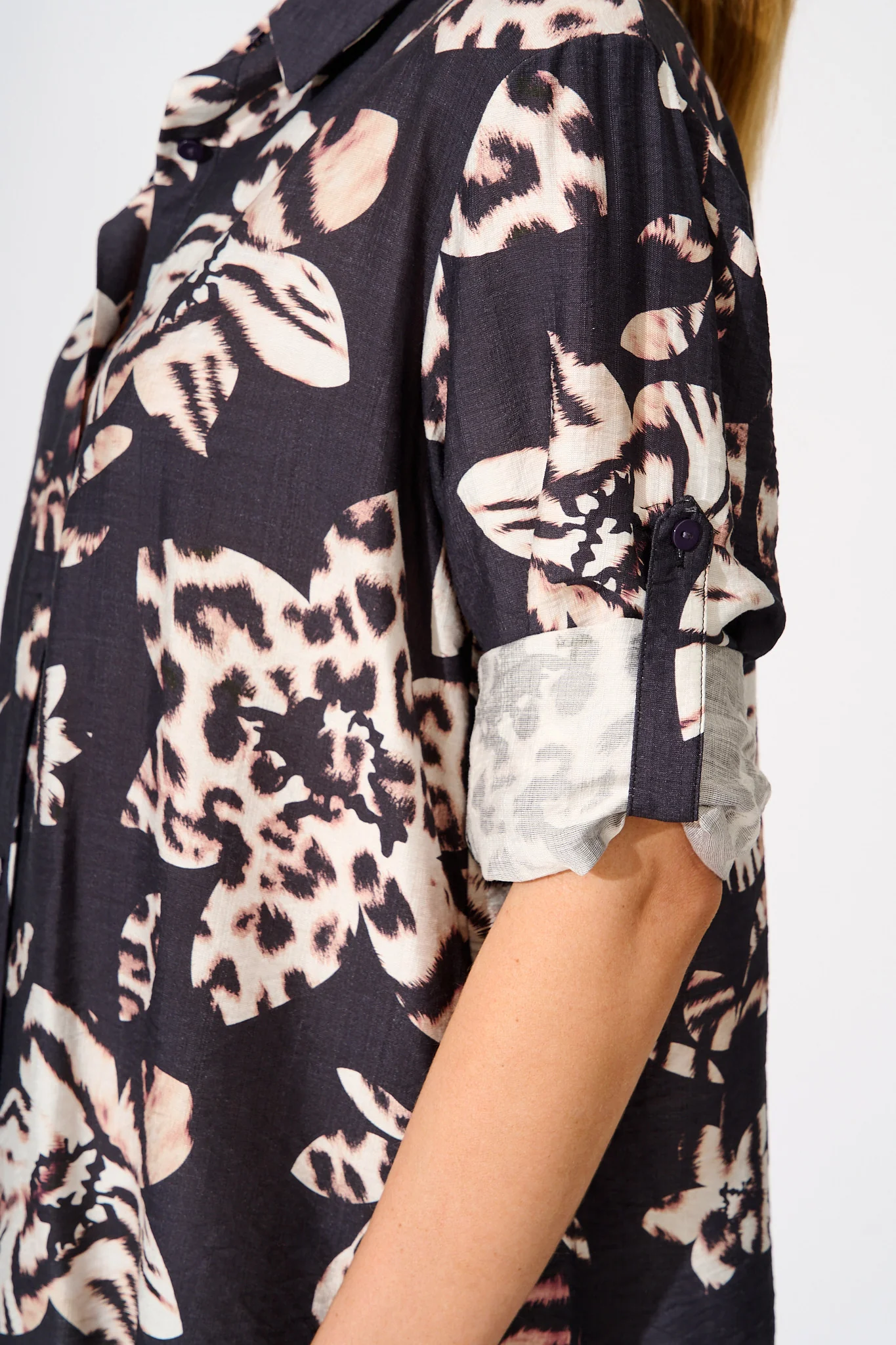 Gina Shirt in Black with Brown Print - Image 5