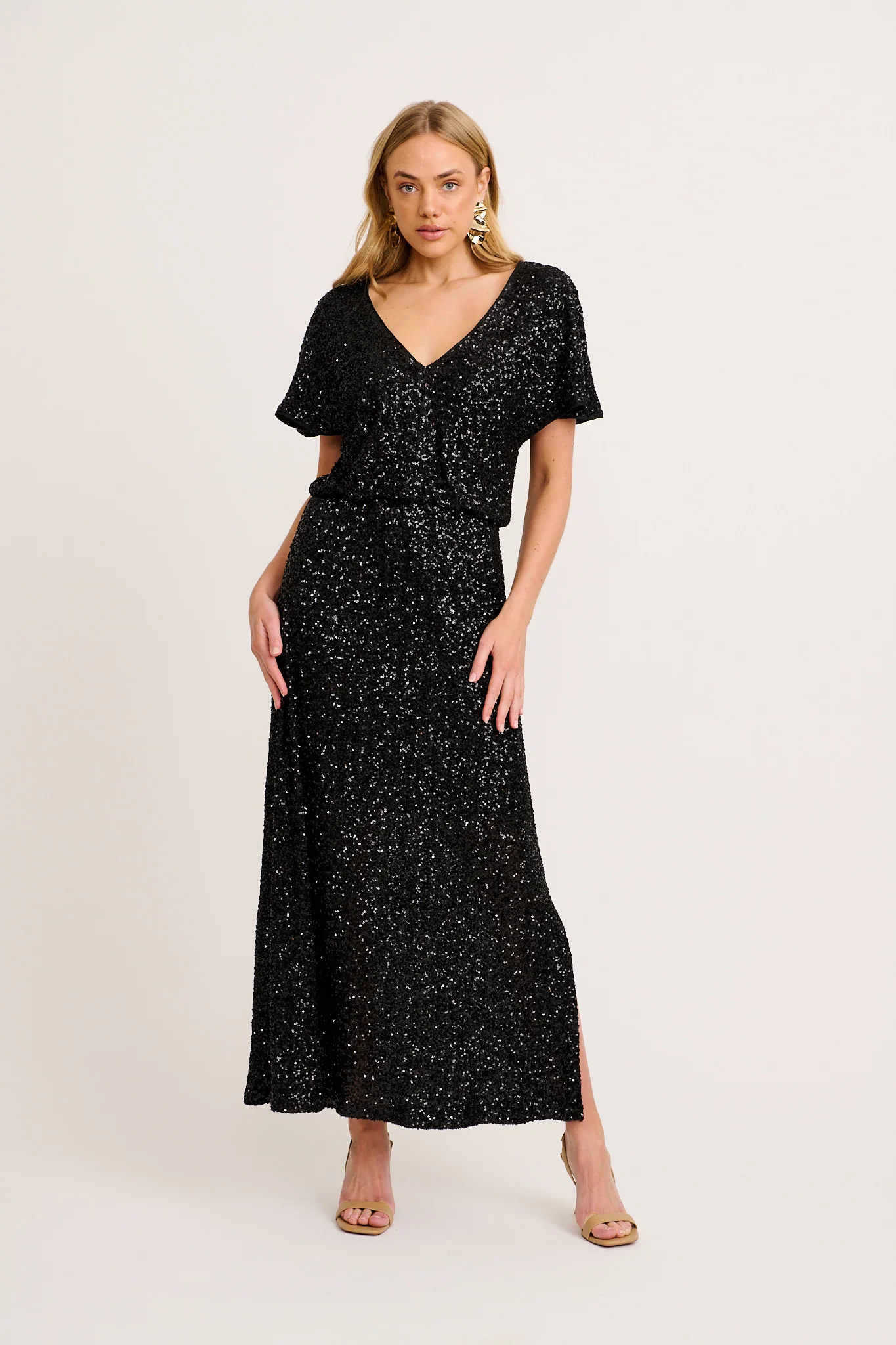 Glistening Hour Reversible Maxi Dress in Black Sequin - Image 6
