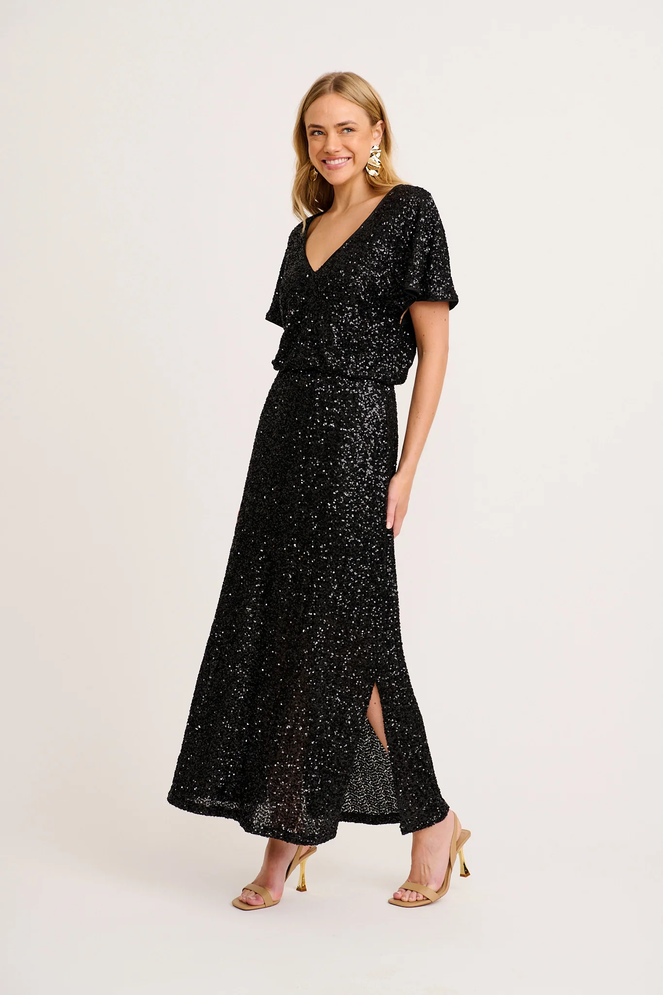 Glistening Hour Reversible Maxi Dress in Black Sequin - Image 8