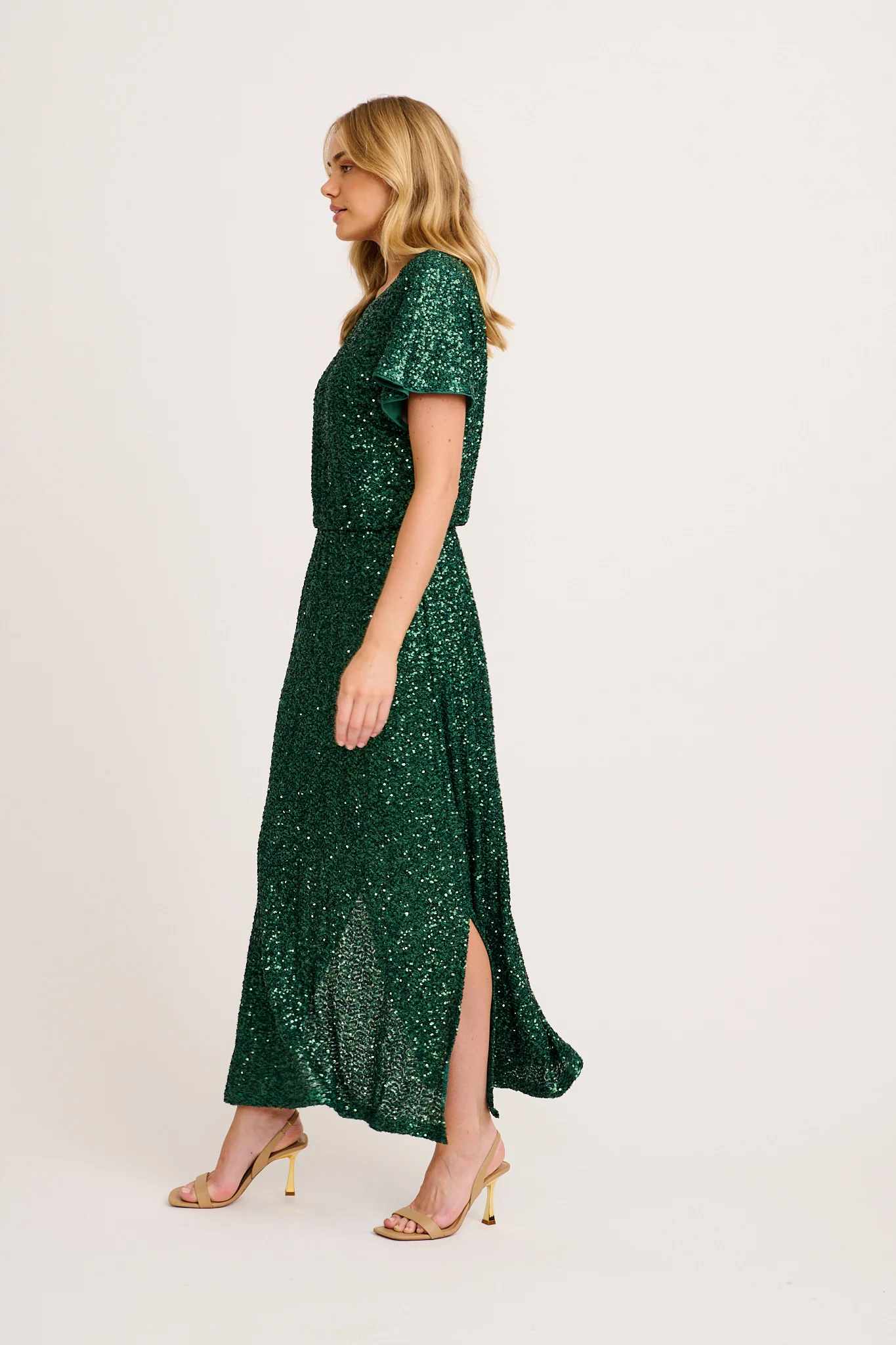 Glistening Hour Reversible Maxi Dress in Emerald Sequin - Image 6