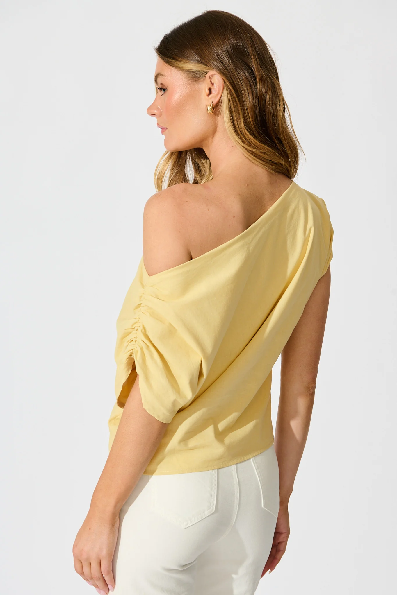 Golden Hour Off Shoulder Top in Butter Yellow Cotton - Image 3