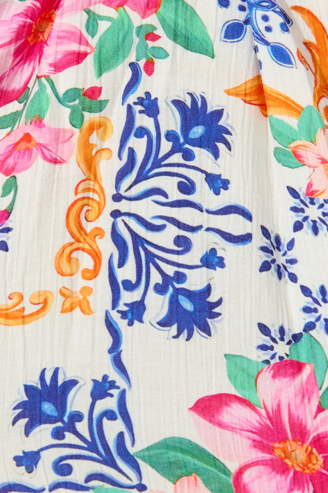 Graciana Dress in Blue with Multi Patchwork Floral - Image 6