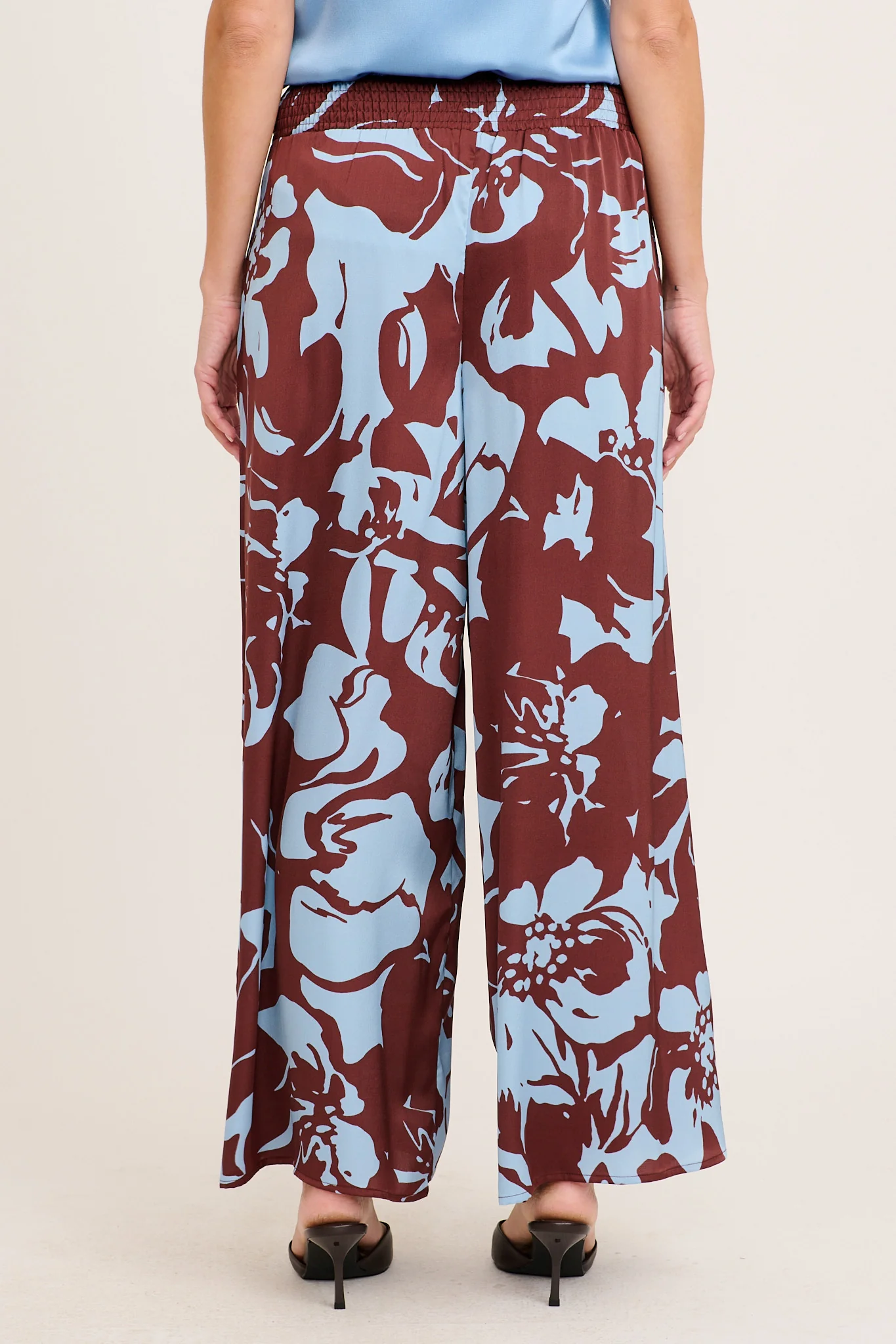 Groovy Pant in Chocolate with Blue Print - Image 3