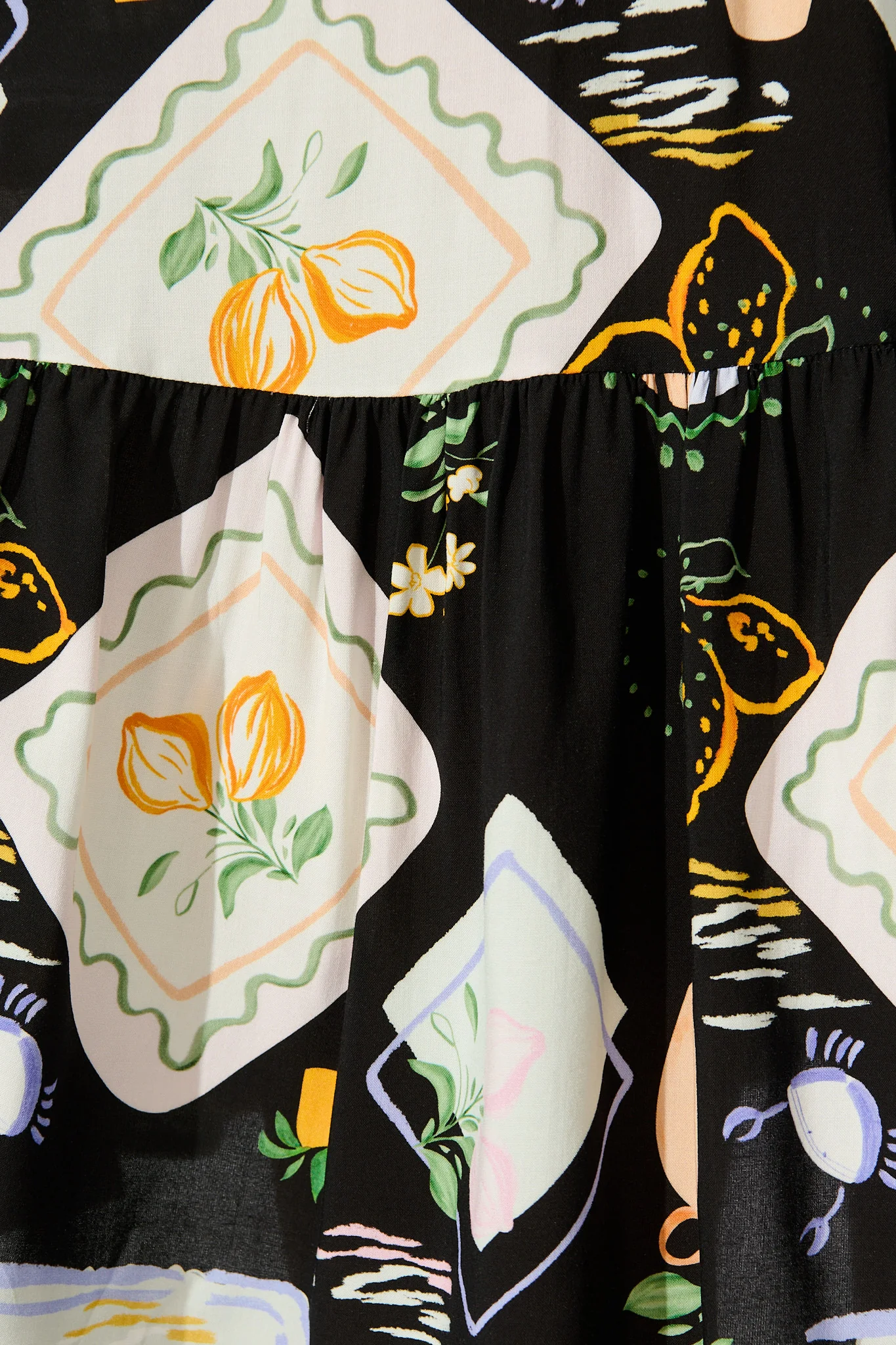 Hadara Smock Dress in Black with Multi Print - Image 6