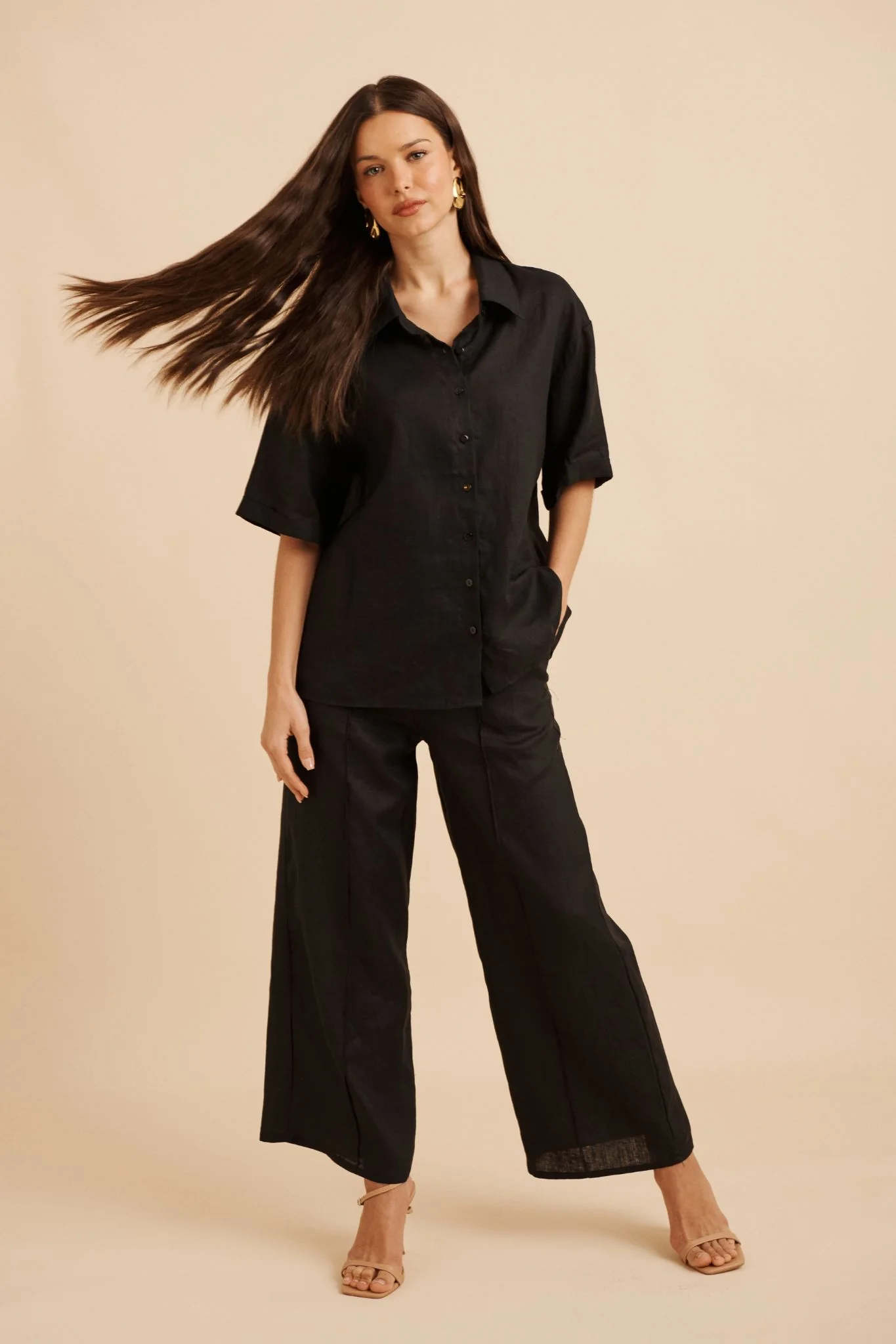 Halara Pant in Black Linen - Image 4
