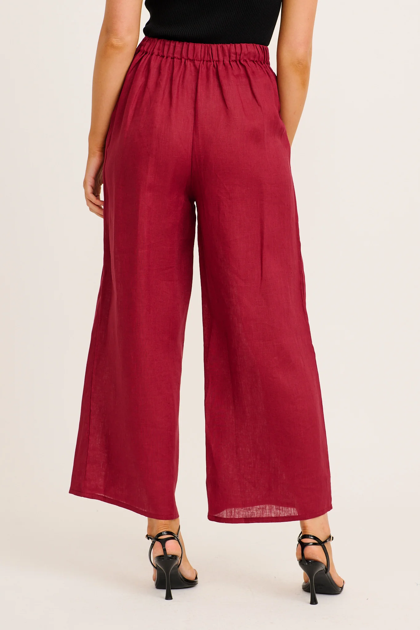 Halara Pant in Wine Linen - Image 3