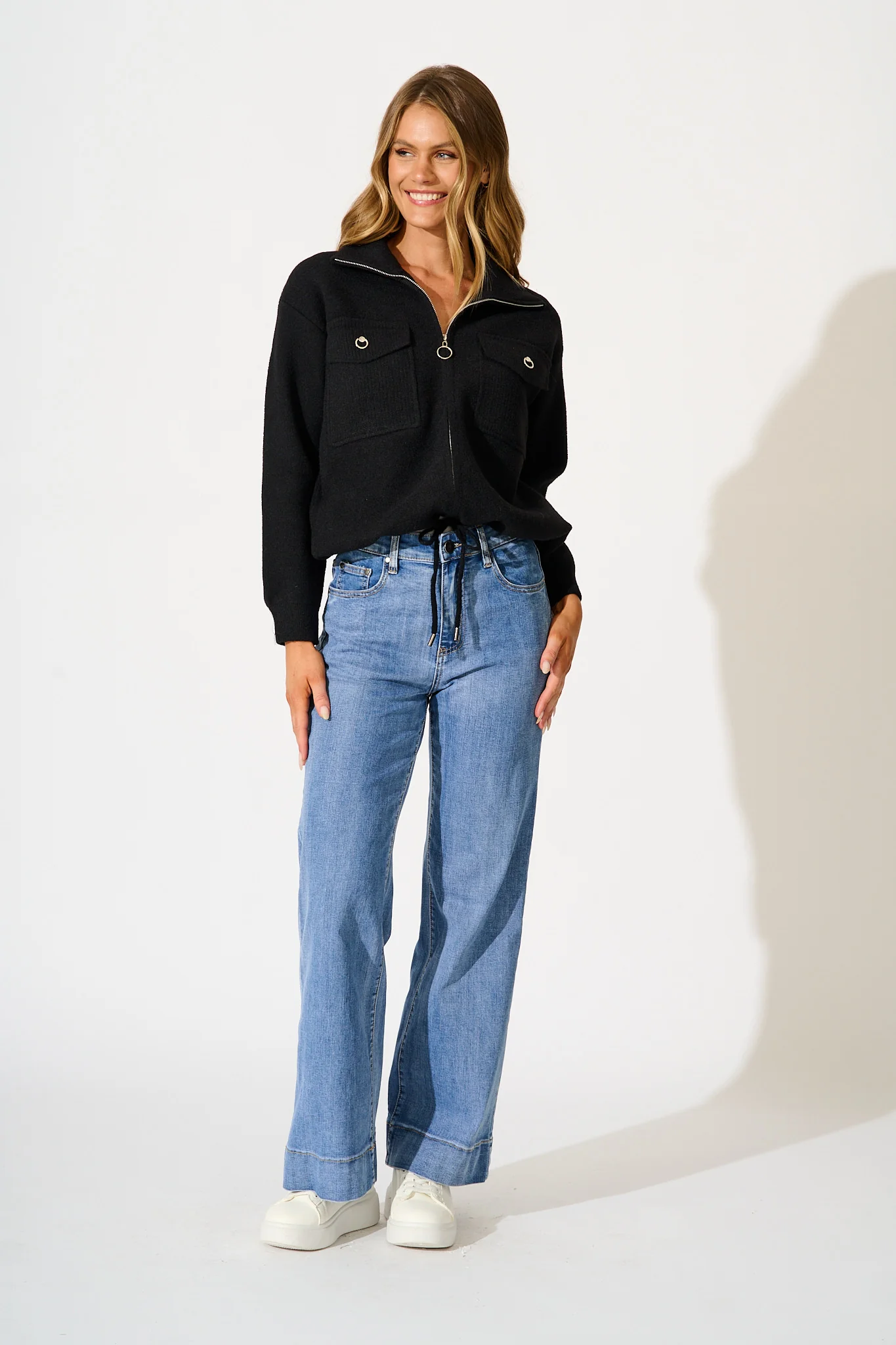 Hamptons Funnel Jacket in Black Wool Blend - Image 5