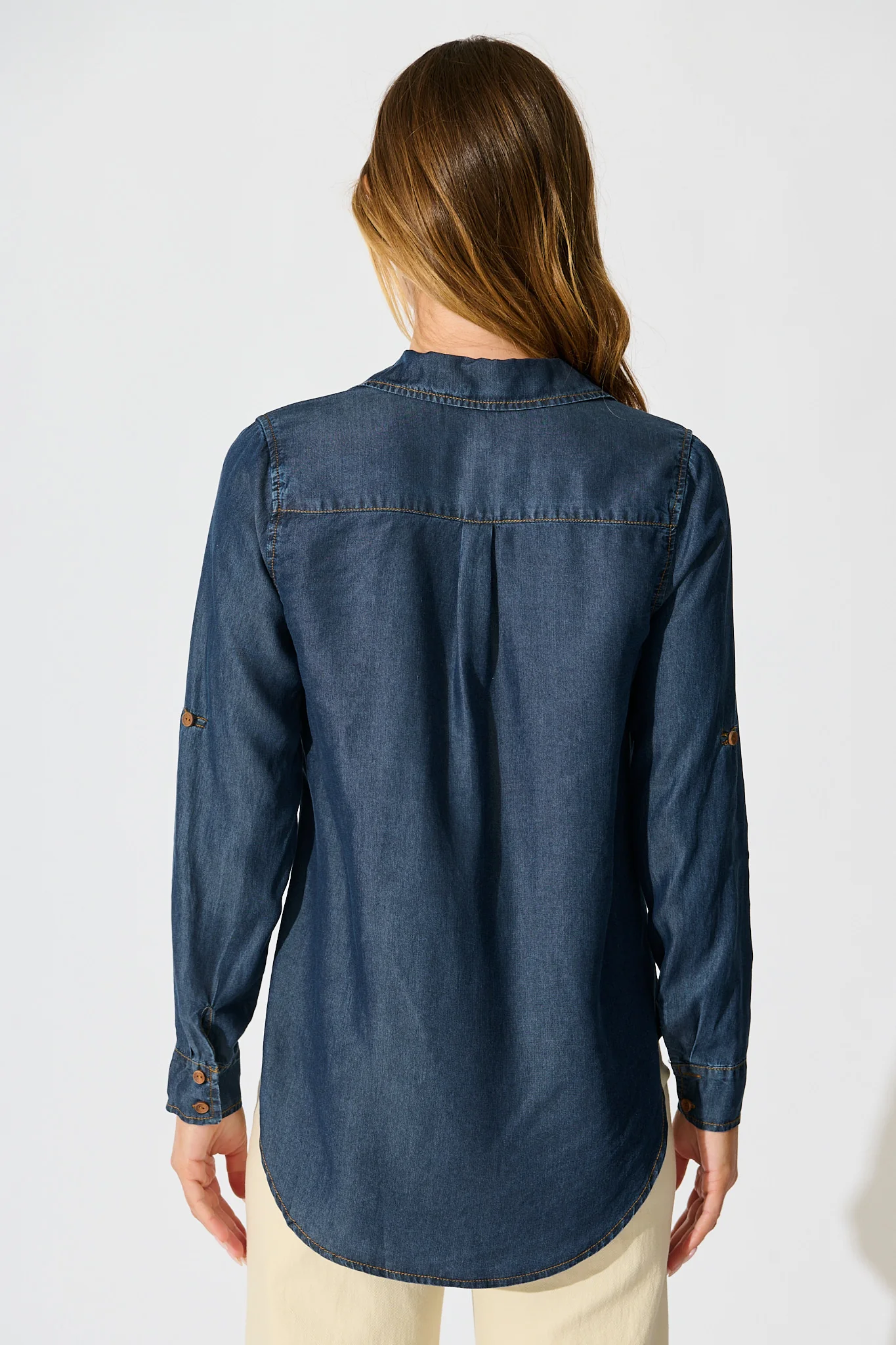 Harlow Shirt in Dark Blue Chambray - Image 3