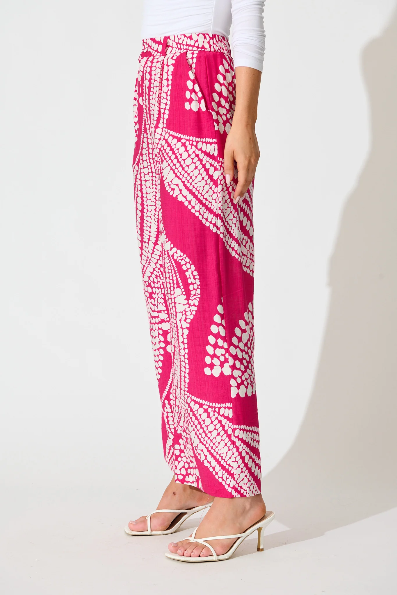 Harper Pant in Magenta with White Print - Image 2