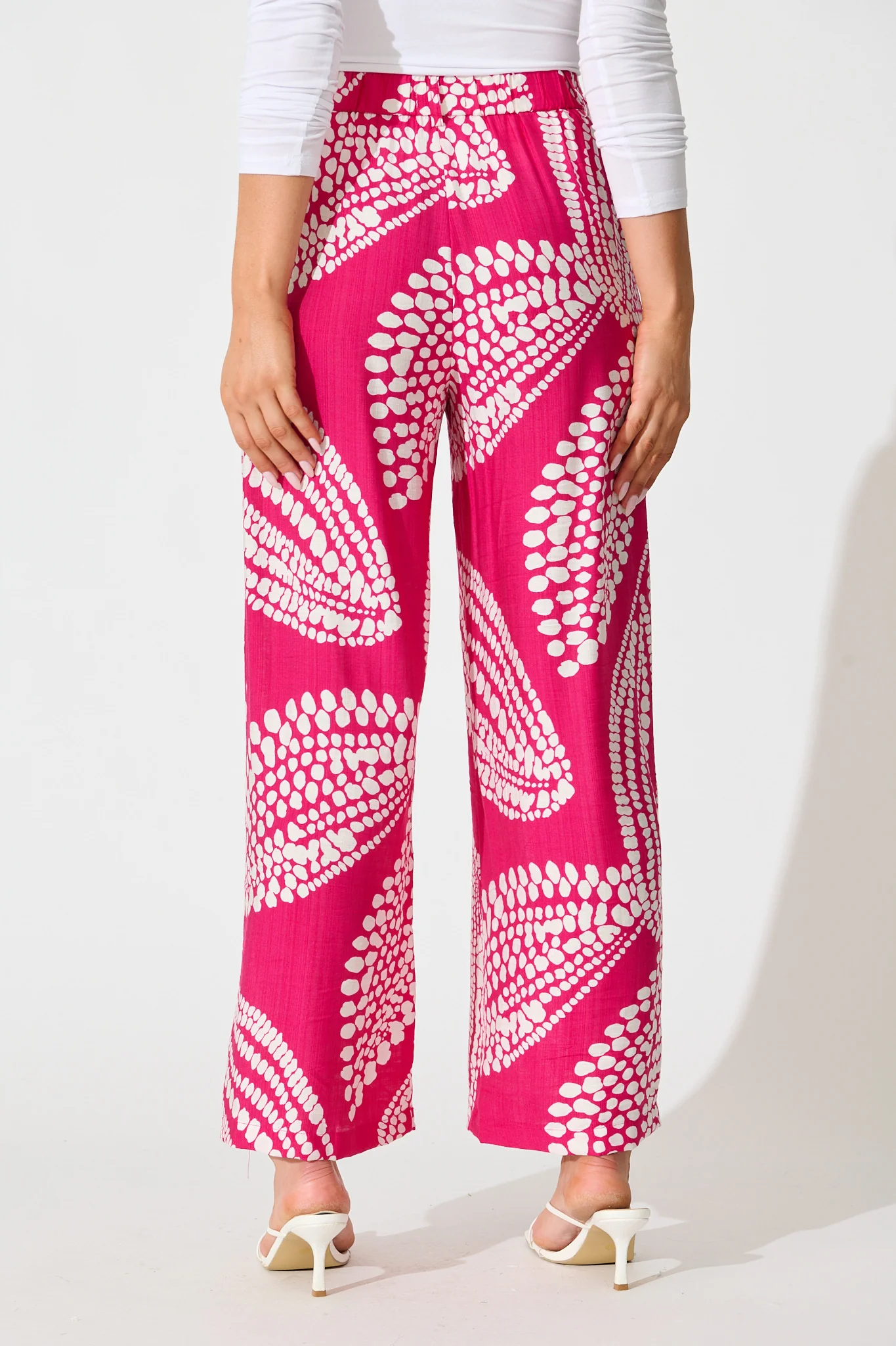 Harper Pant in Magenta with White Print - Image 3