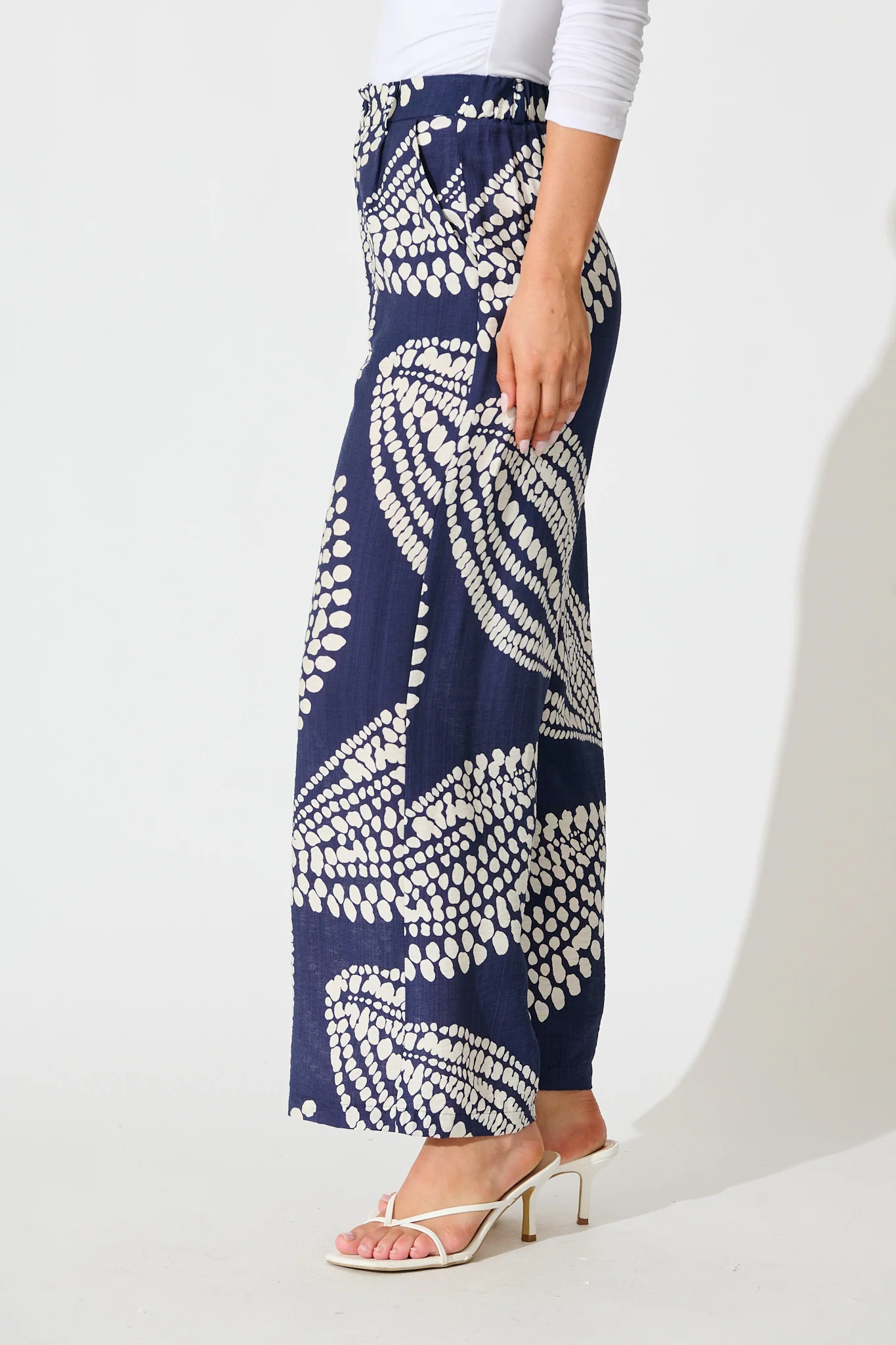 Harper Pant in Navy with White Print - Image 2