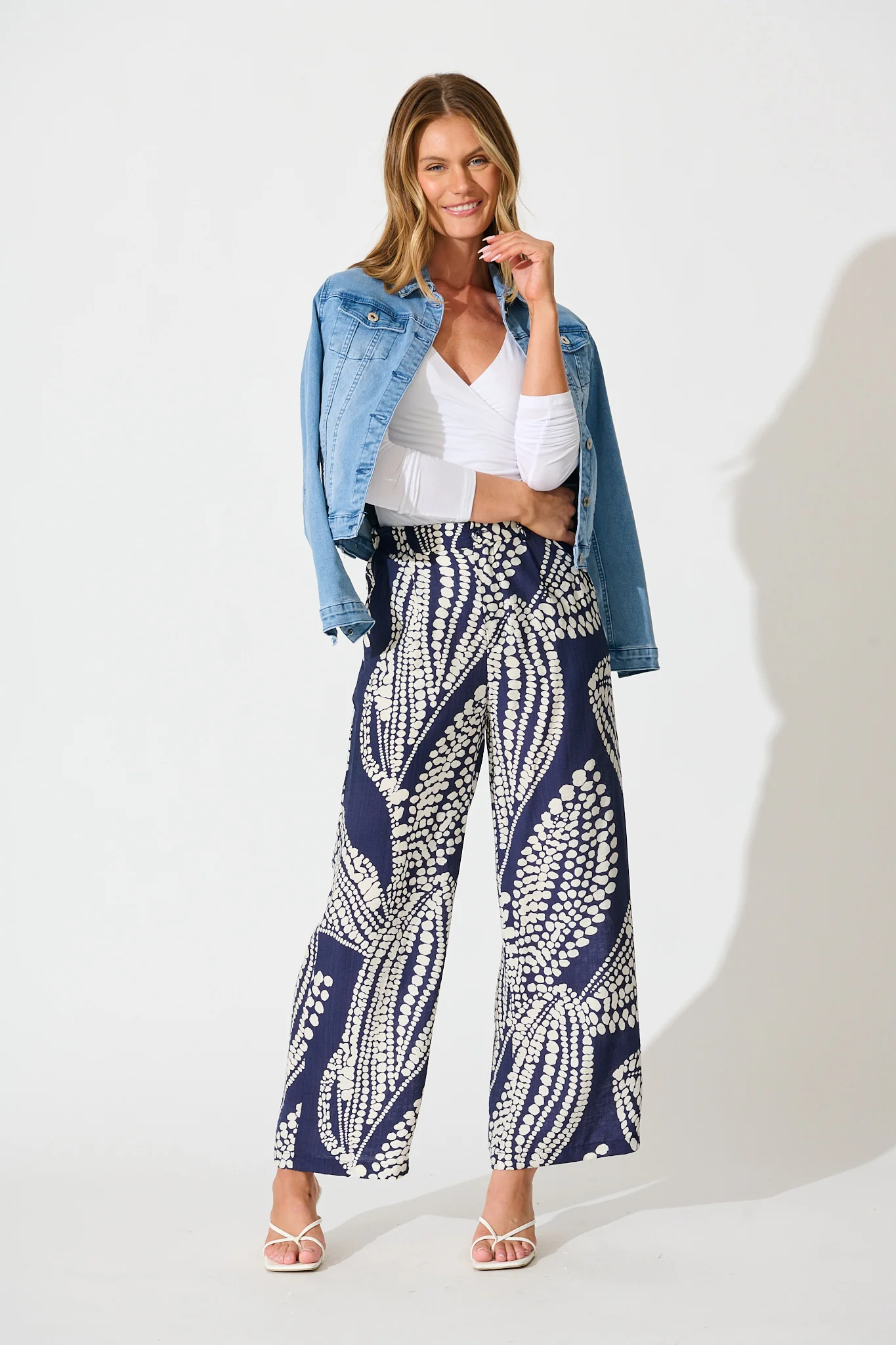 Harper Pant in Navy with White Print - Image 4
