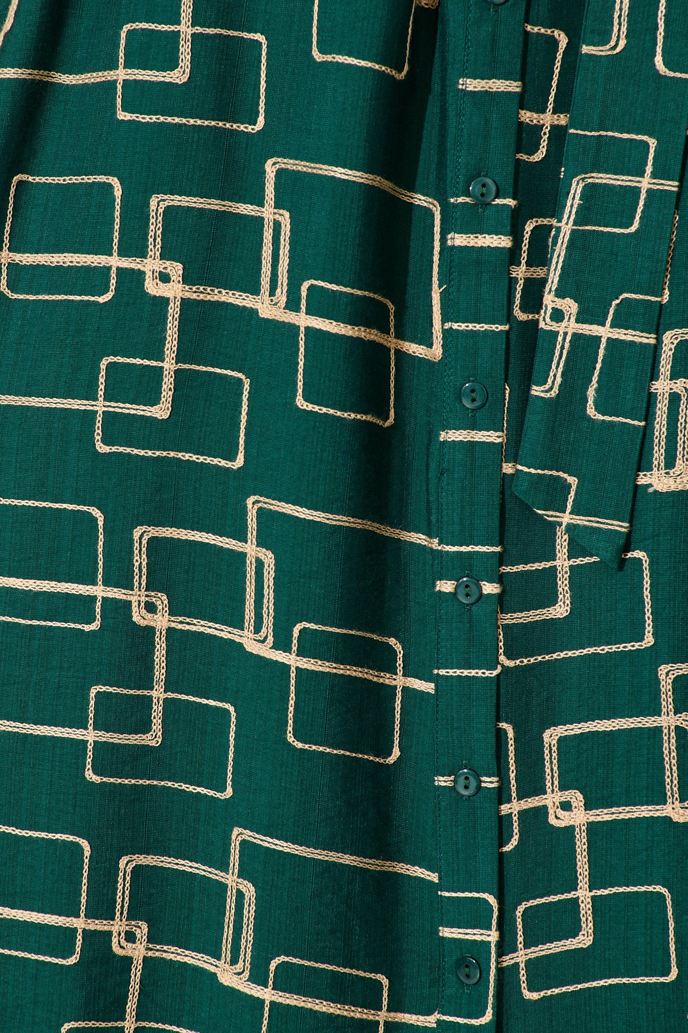 Hartlee Midi Shirt Dress in Emerald Embroidery Linen Blend - Image 6