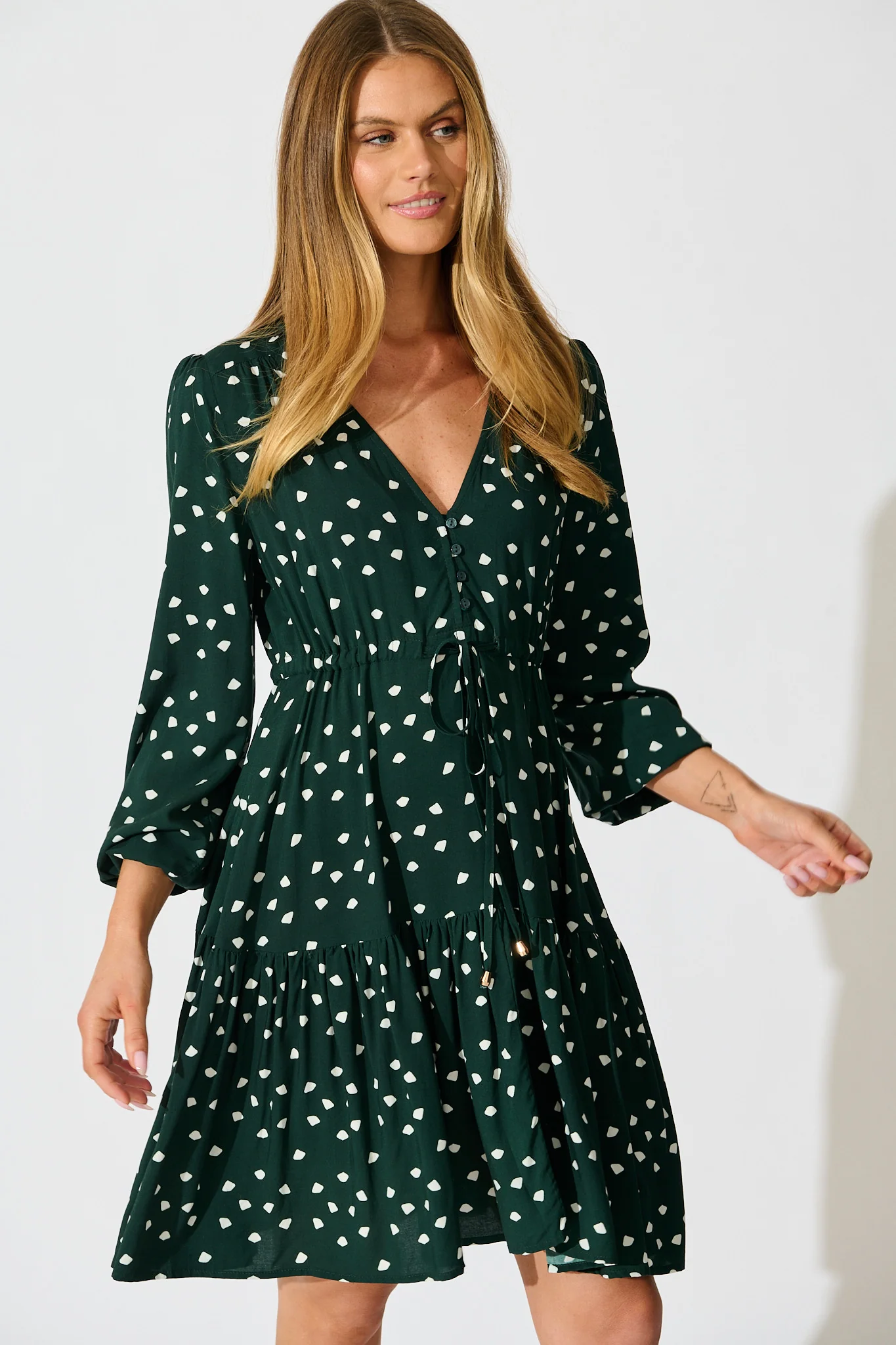 Have My Heart Dress in Emerald with White Speckle - Image 2