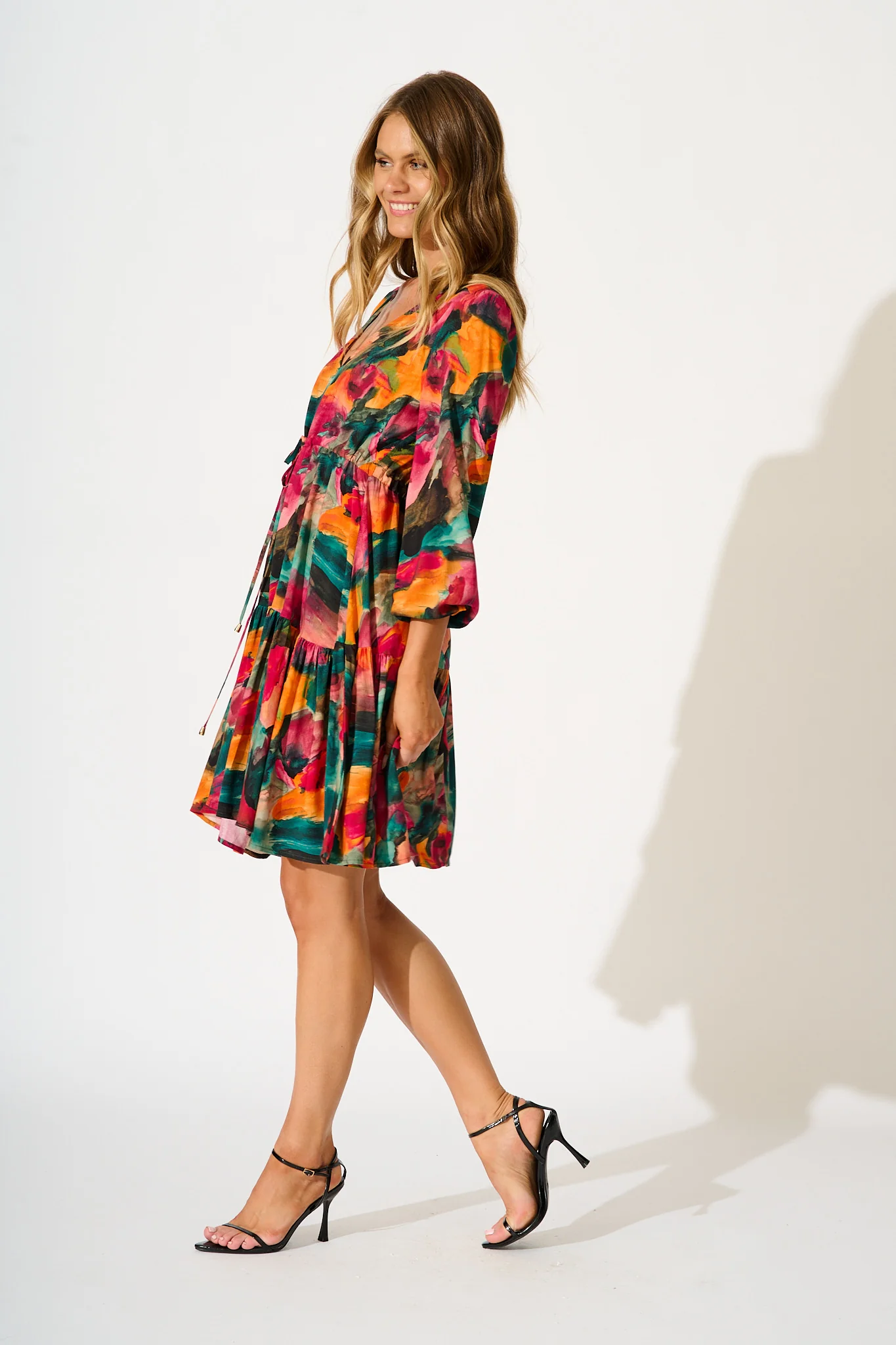 Have My Heart Dress in Multi Watercolour Print - Image 3